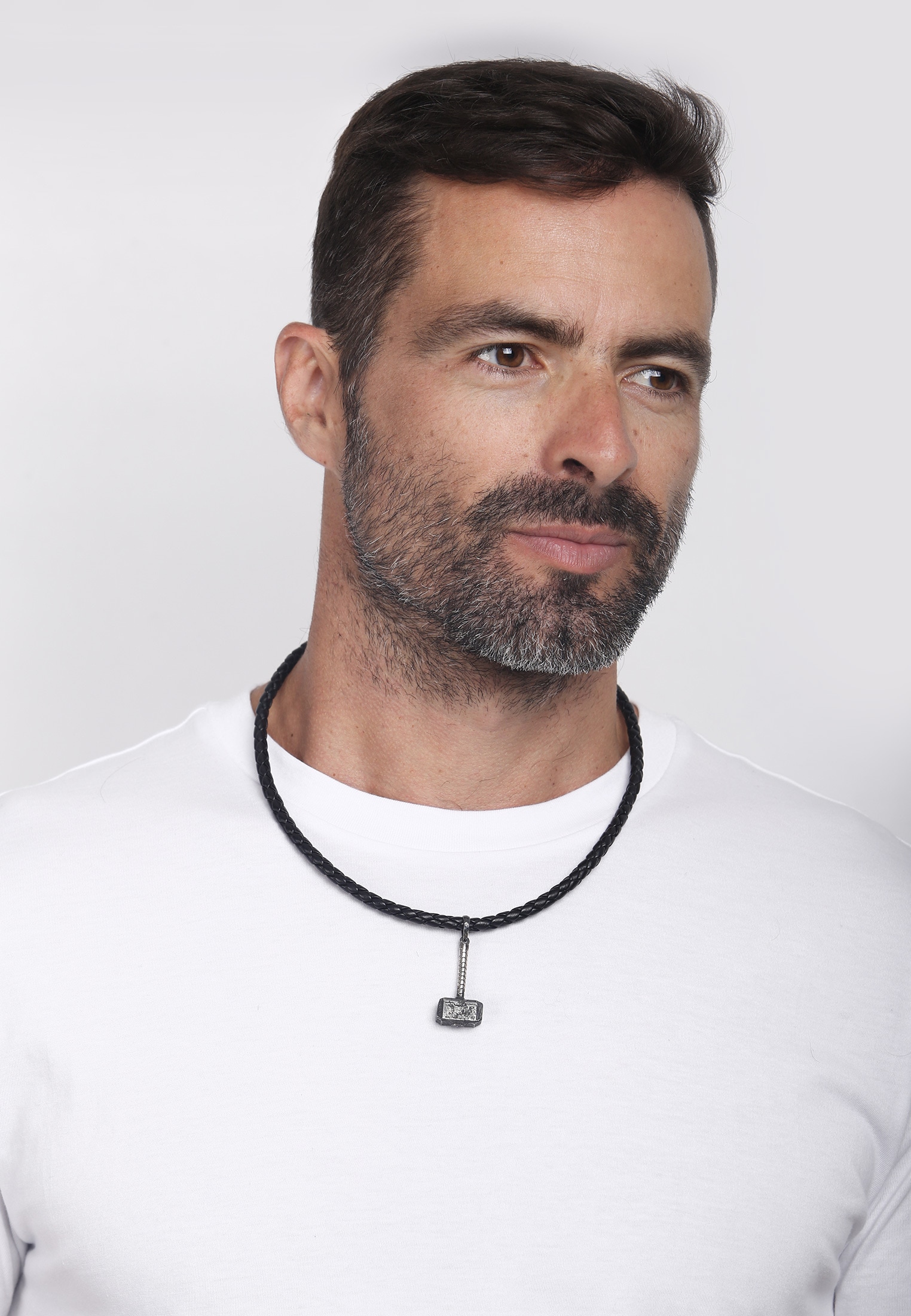 Hammer bestellen Silber« online Anhänger Matt Kette Kuzzoi »Lederkette mit BAUR Oxidiert 925 | Anhänger