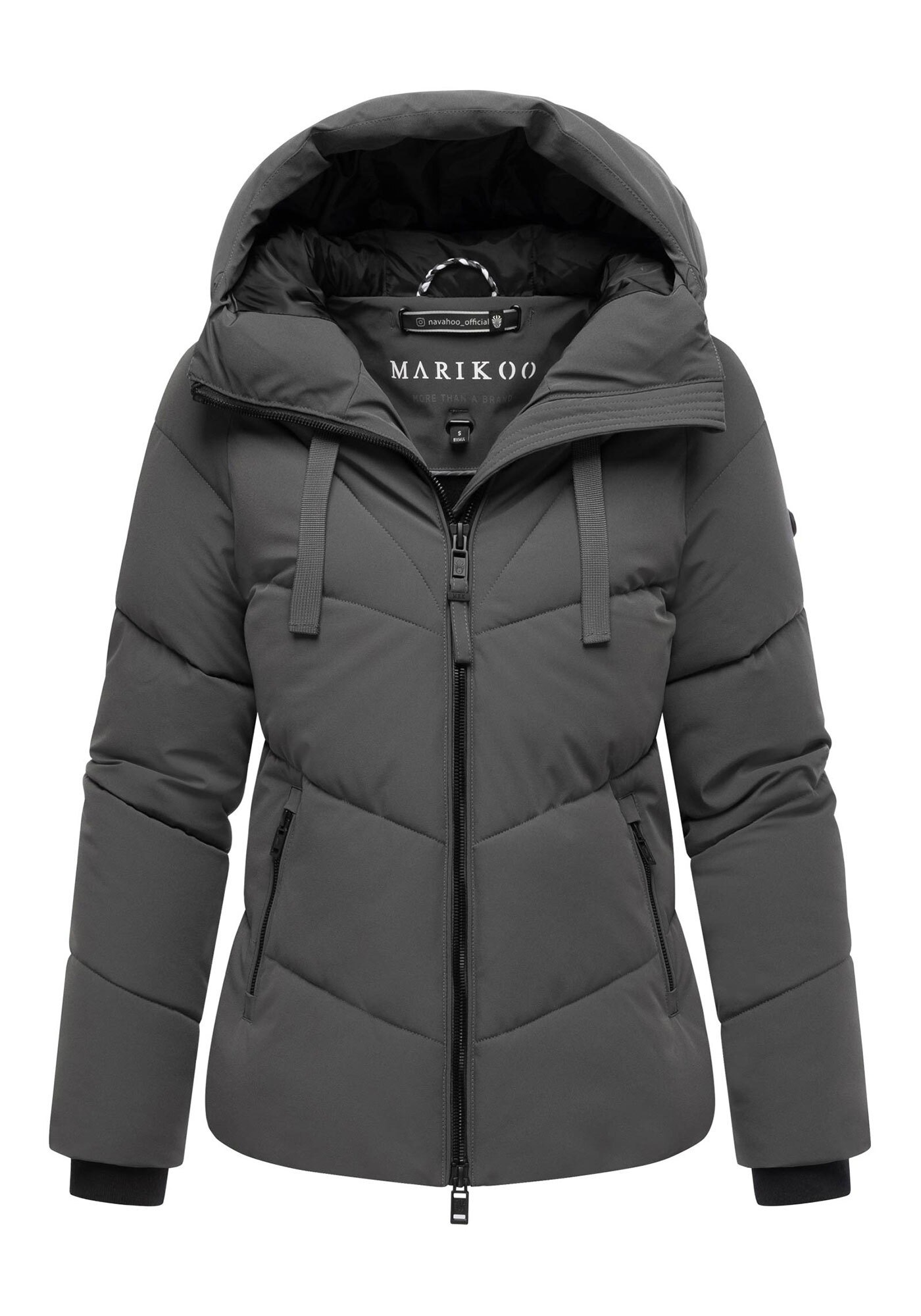 Marikoo Winterjacke »Kwamee«, Schräg gesteppte Winterjacke mit fester Kapuze
