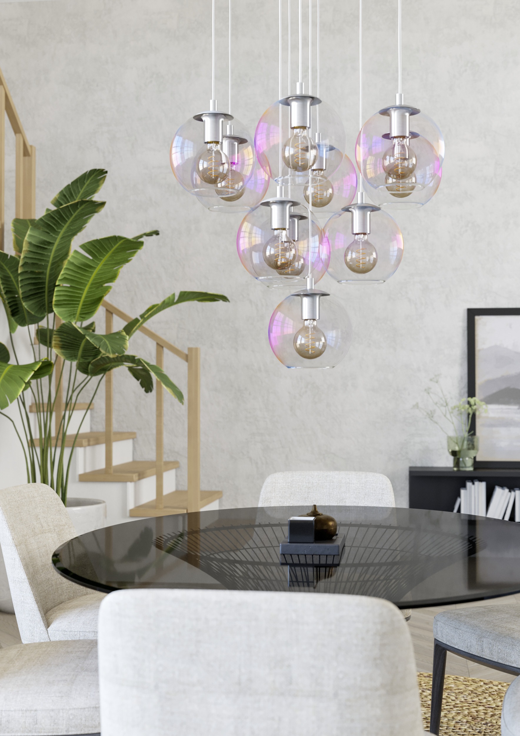 EGLO Hängeleuchte »ARISCANI 2 Pendellampe - Stahl - E27 - 10X60W - IP20« E27 1 Stk. HHängelampe, Deckenlampe, Wohnzimmer, Esszimmer, 110 x Ø64,5 cm