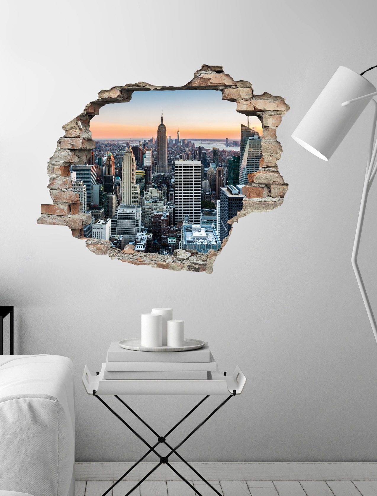 queence Wandtattoo »New York«, (1 St.), Wandsticker, Wandbild, selbstklebend, 3D, Wanddurchbruch