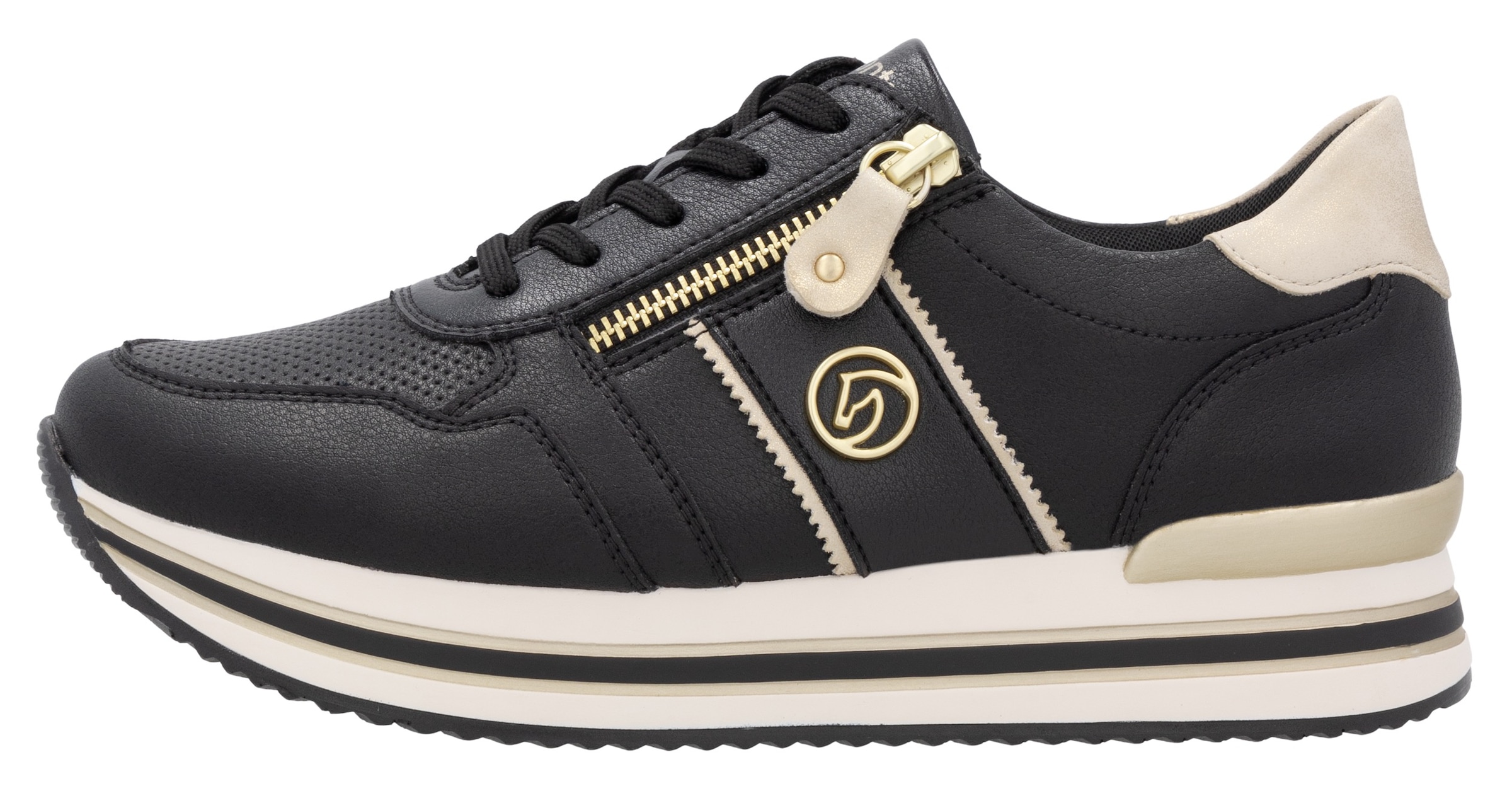 Remonte Plateausneaker, Freizeitschuh, Halbschuh, Schnürschuh mit seitlichem Reißverschluss