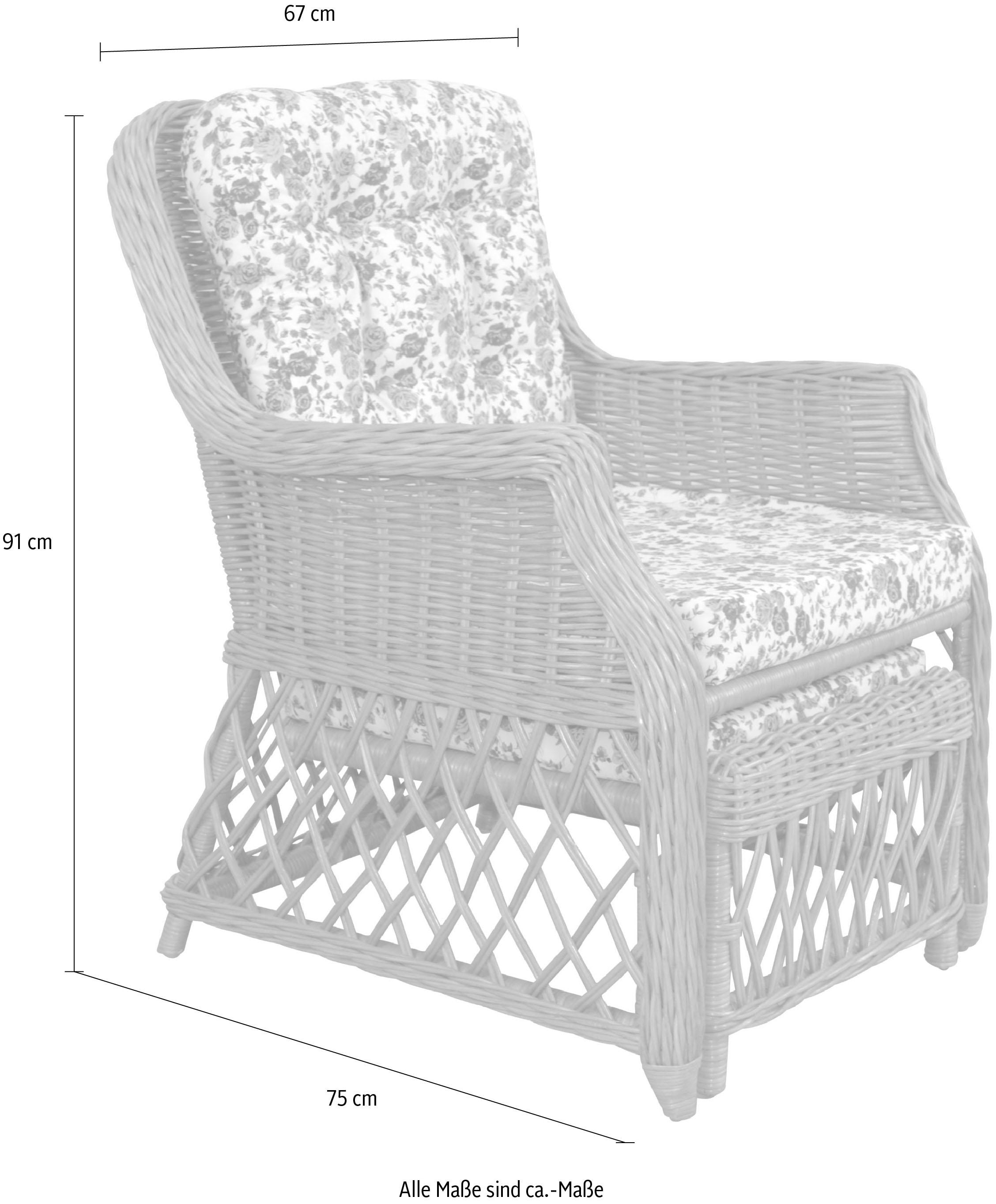 Home affaire Rattanstuhl, Handarbeit, Maße (B/T/H): (67/75/91)