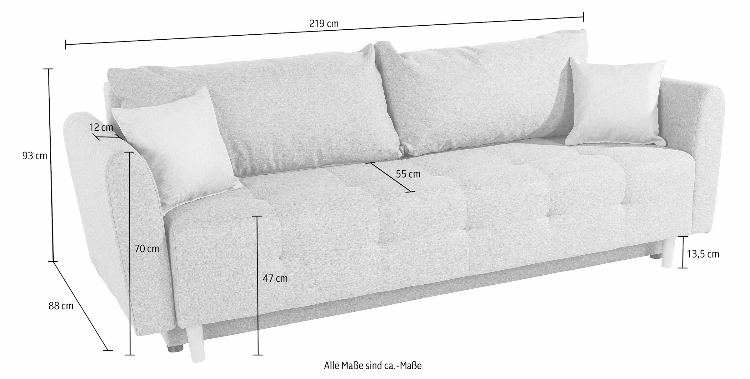 INOSIGN Schlafsofa »Nordic«, inklusive Bettkasten und Zierkissen