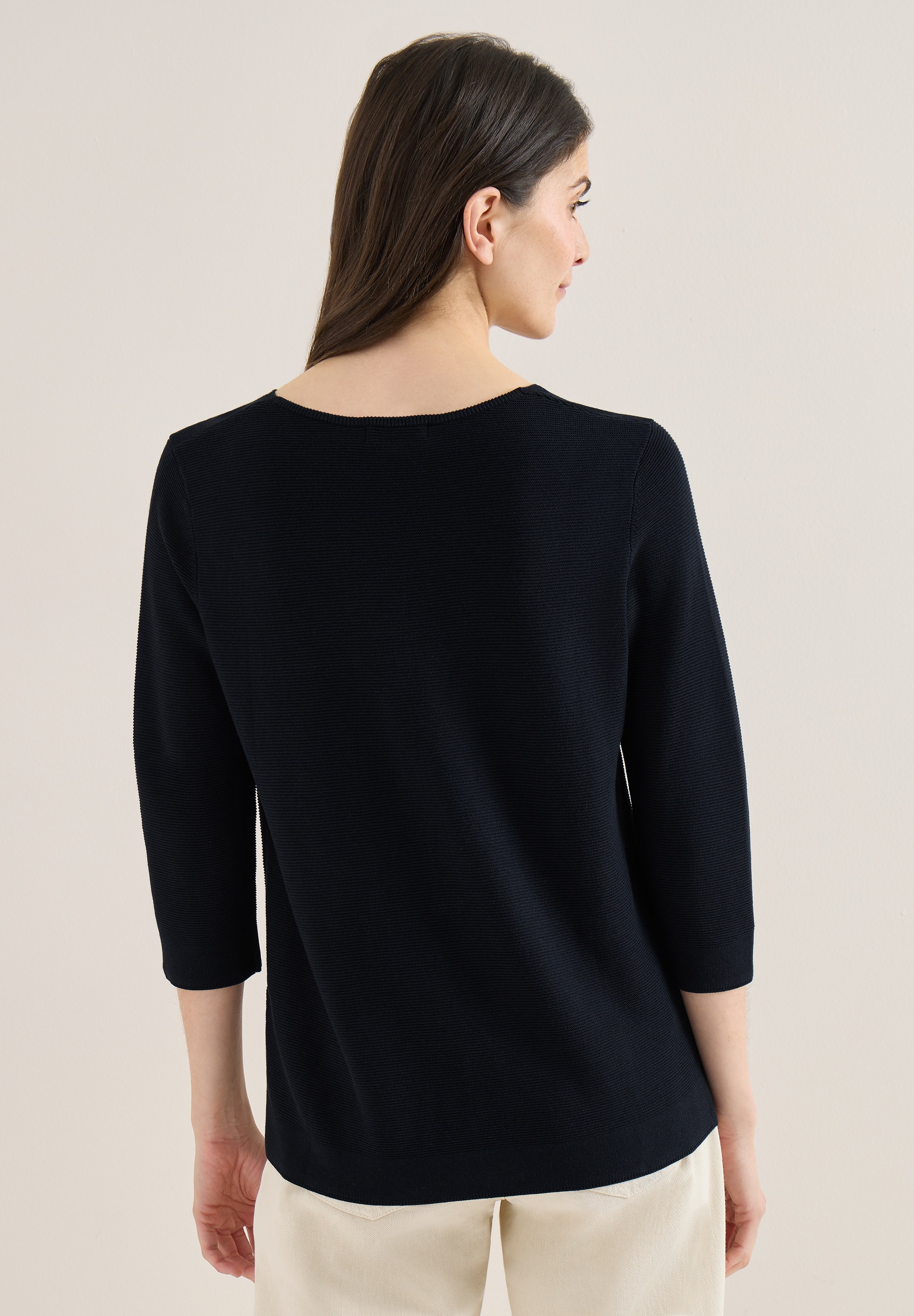 Strickpullover CECIL, Damen, Gr. XS (36), universal blau, Web, 60% Baumwolle, 40% Viskose, unifarben, comfort fit normal, V-Ausschnitt, Rippbündchen, Pullover Strickpullover, im soften Baumwoll-Mix 2