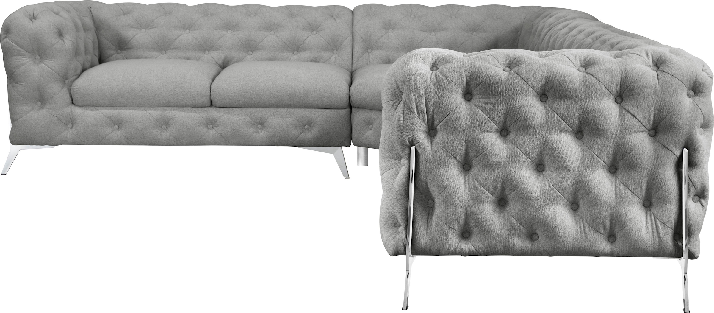 Leonique Chesterfield-Sofa »Amaury L-Form«, großes Ecksofa, Chesterfield-Optik, Breite 323 cm, Fußfarbe wählbar