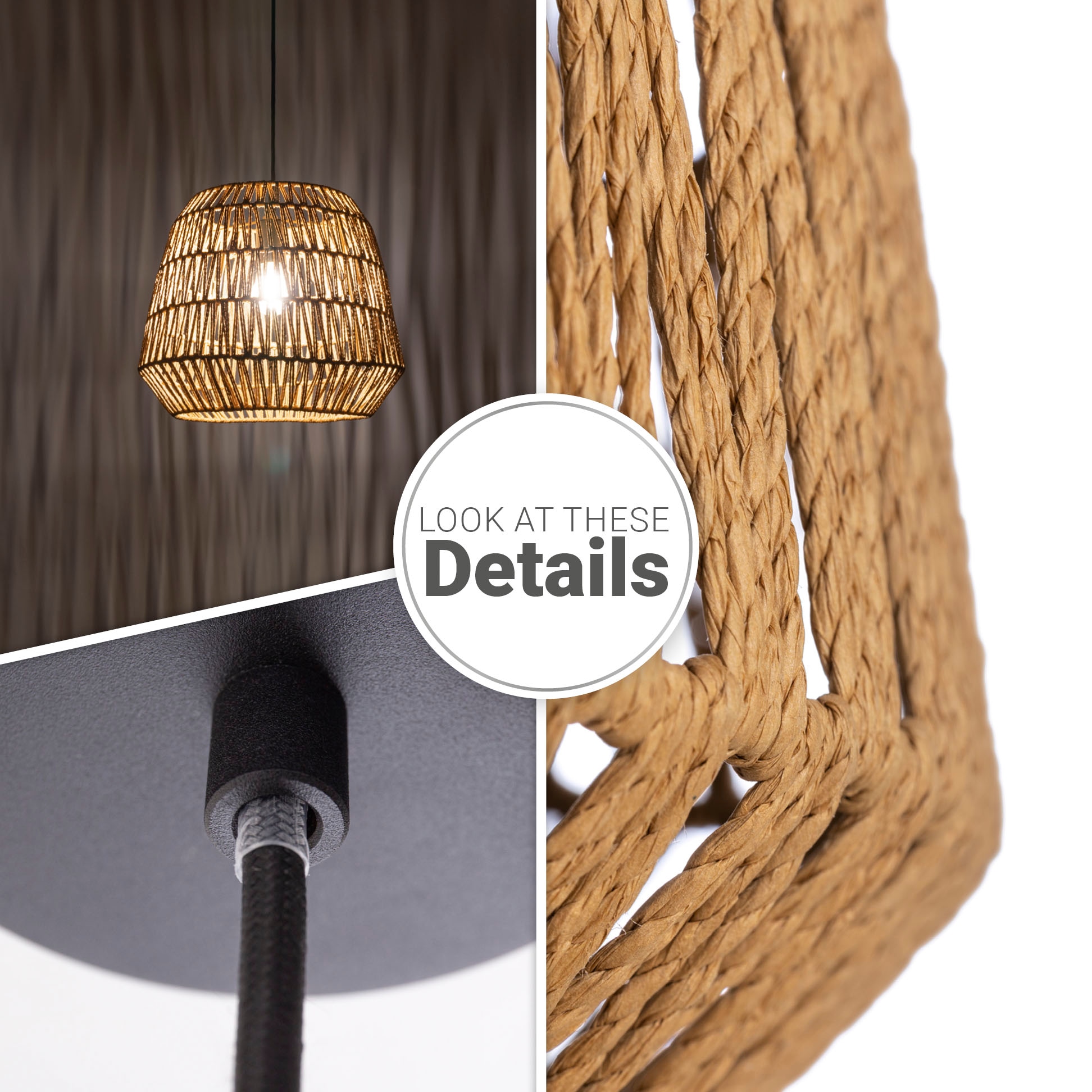 Pendelleuchte »POMI«, Papier Pendelleuchte Korb E27 Paco Boho Lampe Rattan Home BAUR | Esszimmerlampe