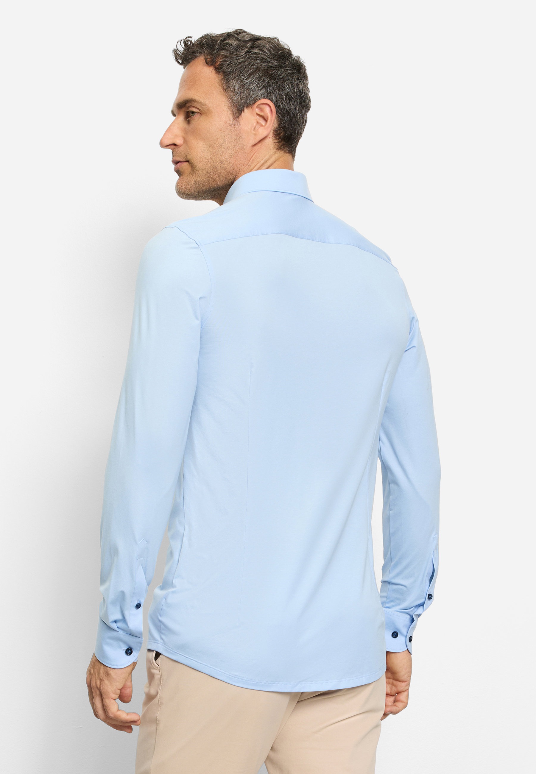 OLYMP Level Five body fit Jerseyshirt Men's Shirt Light Blue 43 3