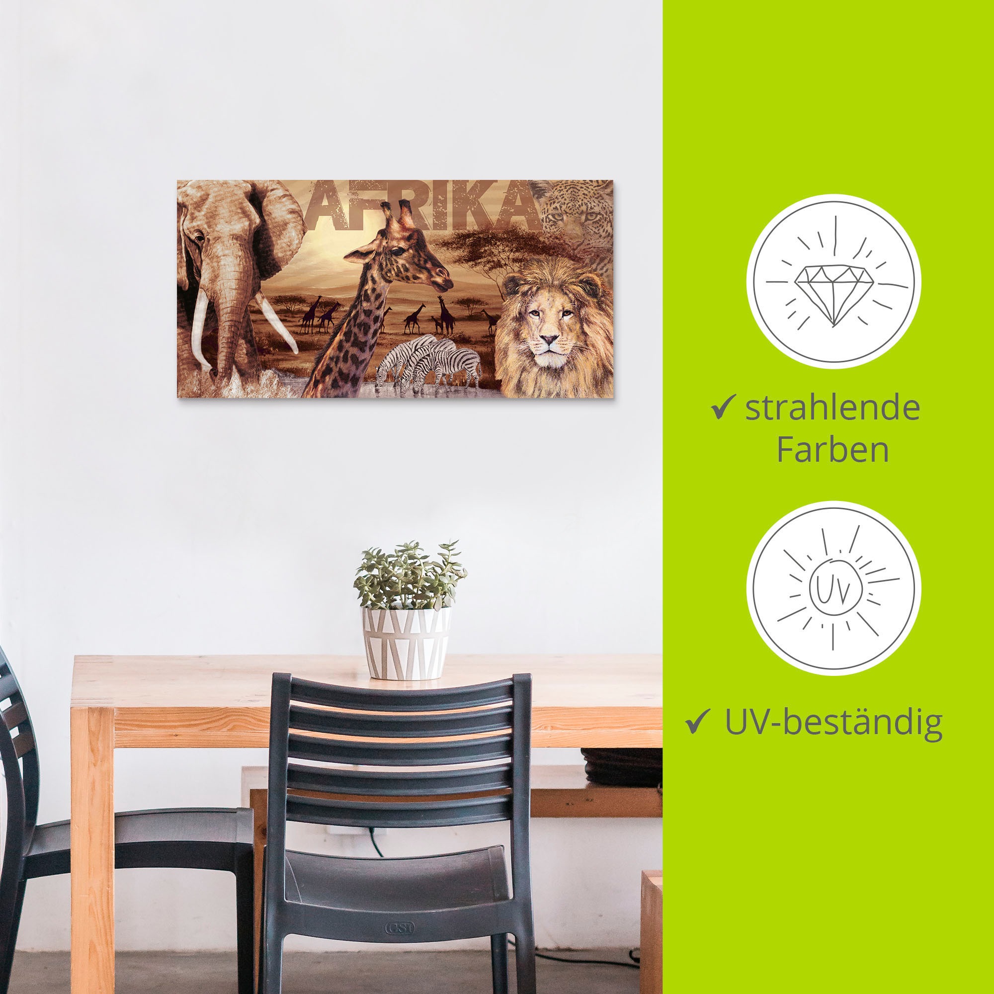 Artland Wandbild »Afrika«, Wildtiere, (1 St.), als Alubild, Outdoorbild, Leinwandbild, Poster, Wandaufkleber