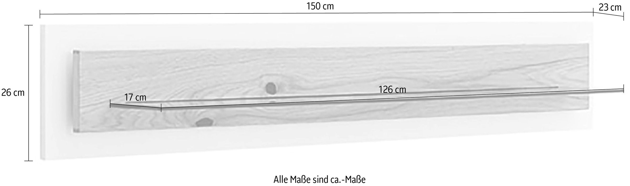 MCA furniture Wandboard »Matadi Wandboard« 1 Stk. tlg. Wandboard, Soft White, Holzabsetzung, Glasablage, Breite 150cm