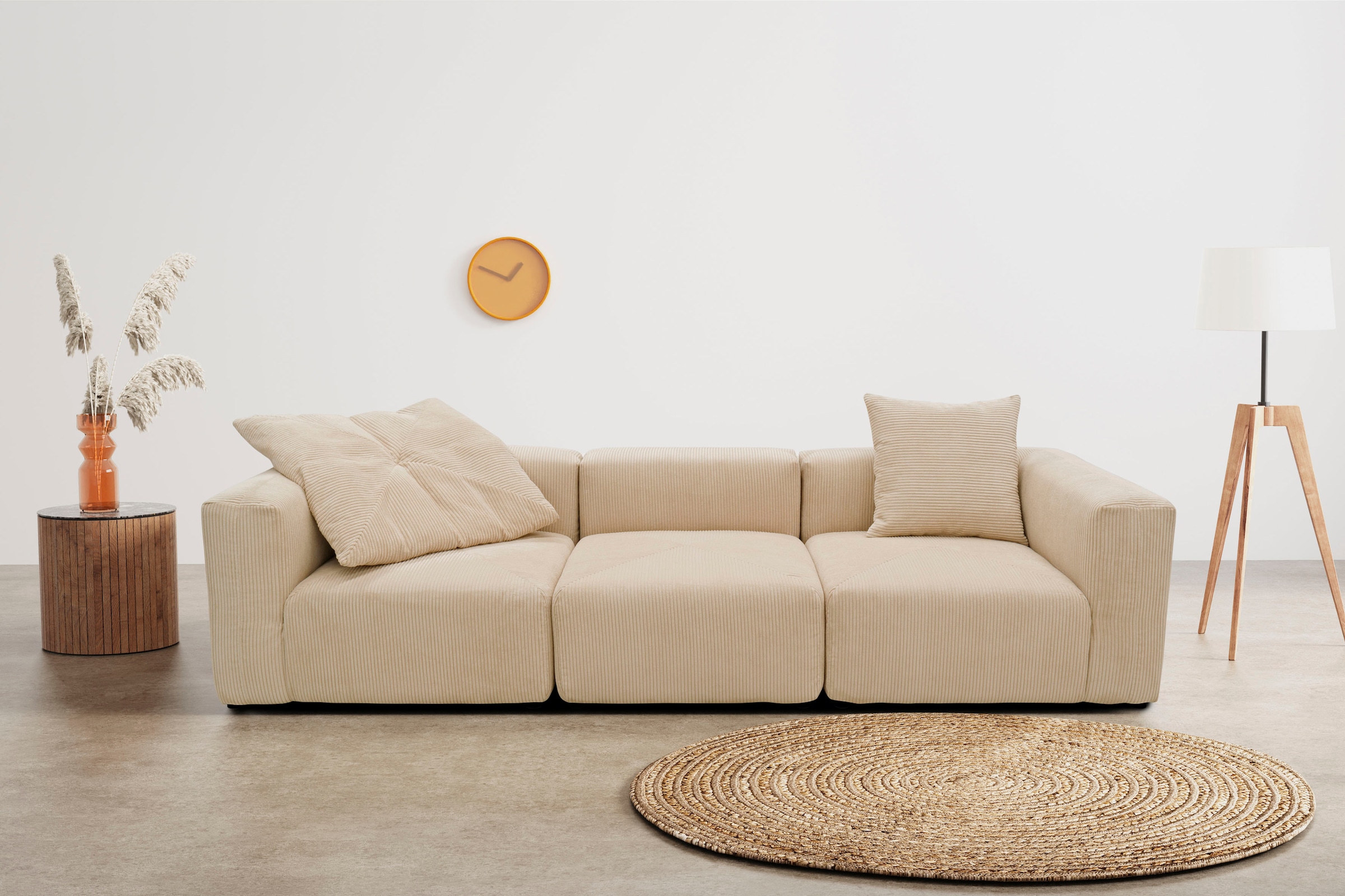 RAUM.ID Big-Sofa "Gerrid", Cord-Bezug, bestehend aus Modulen: 2 Eck- und ein Mittelelement