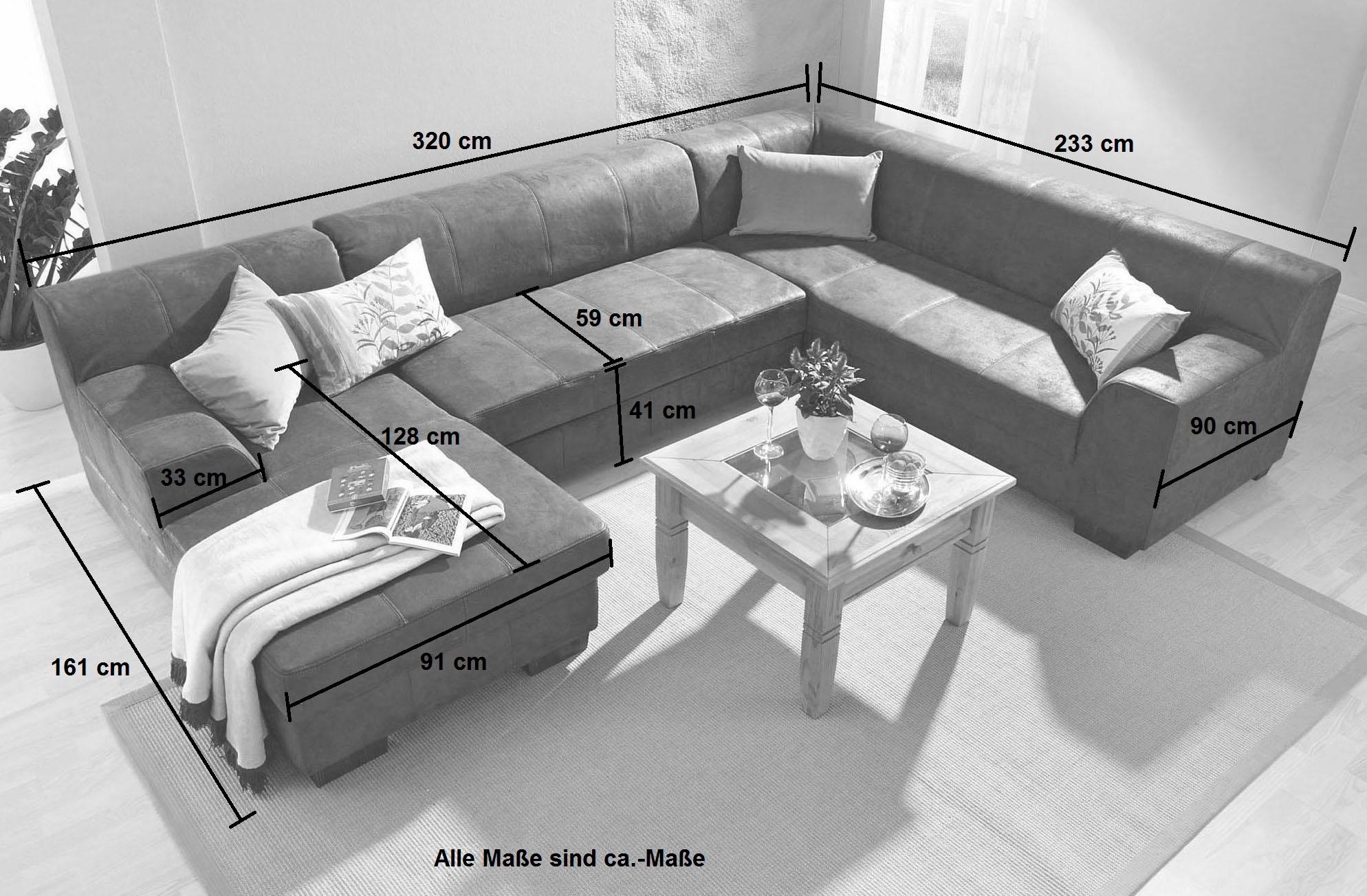 Thumbnail - Home affaire Wohnlandschaft "Falk klare Linien, zeitlos und komfortabel, U-Form", mit Federkern und wahlweise mit Bettfu...