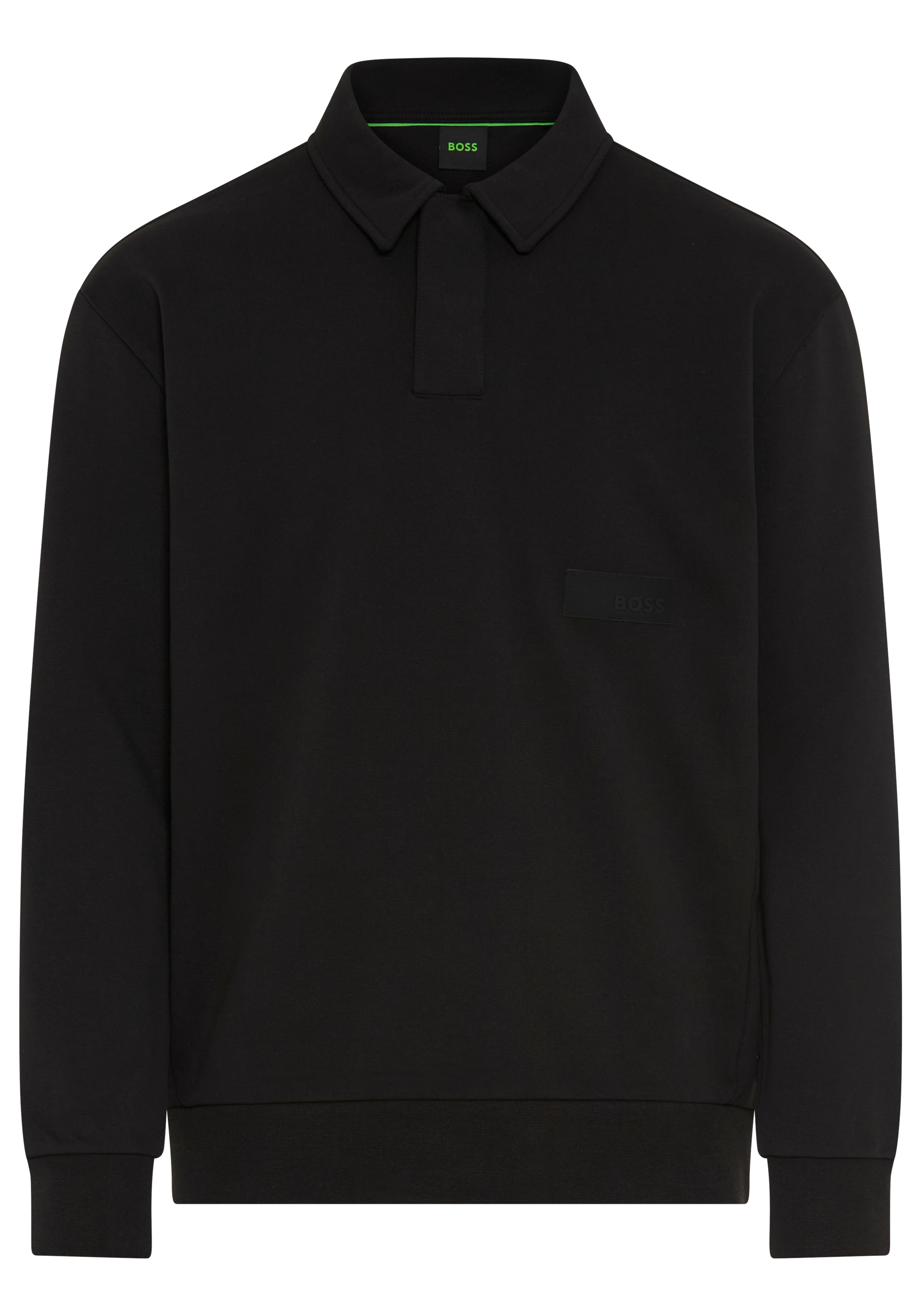 BOSS GREEN Sweatshirt, Polokragen und verdeckte Knopfleiste, Relaxed Fit