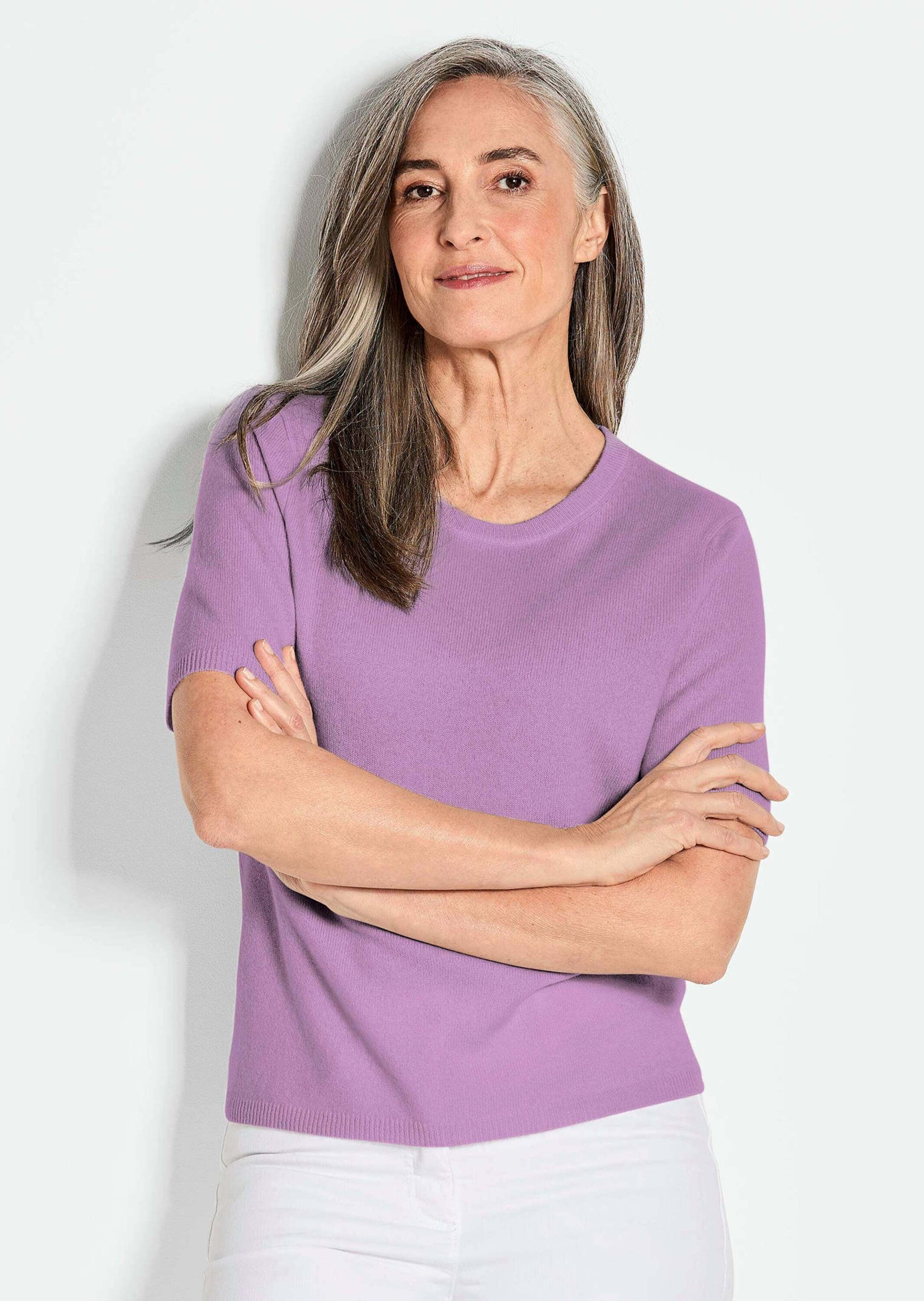 GOLDNER Kurzarmpullover "Halbarmpullover mit Rundhals aus Kaschmir" günstig online kaufen