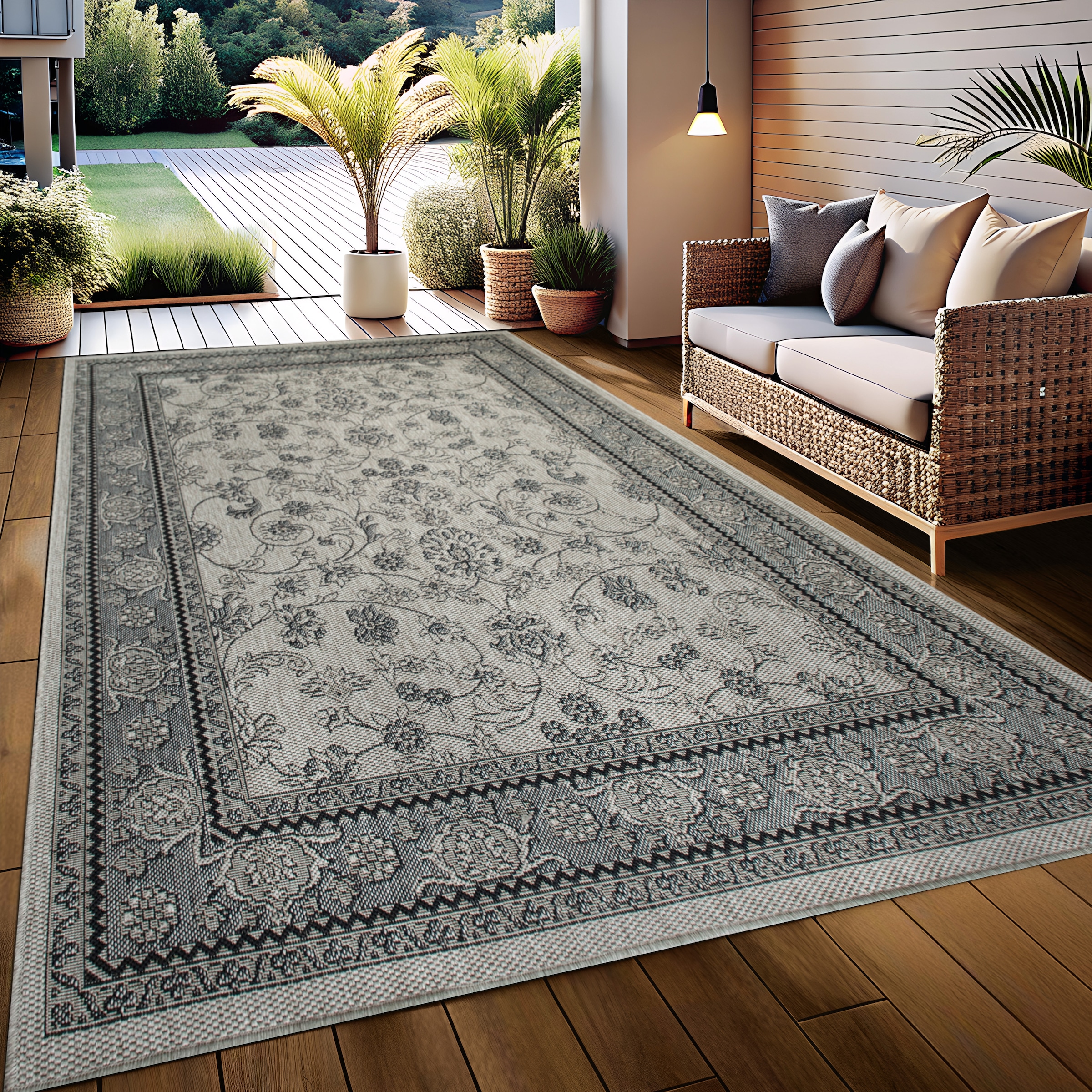 my home Teppich »Claren, auch für Balkon und Terrasse«, rechteckig, 3 mm Höhe, In und Outdoorgeeignet, Orient-Design, Wetterfest & UV-beständig