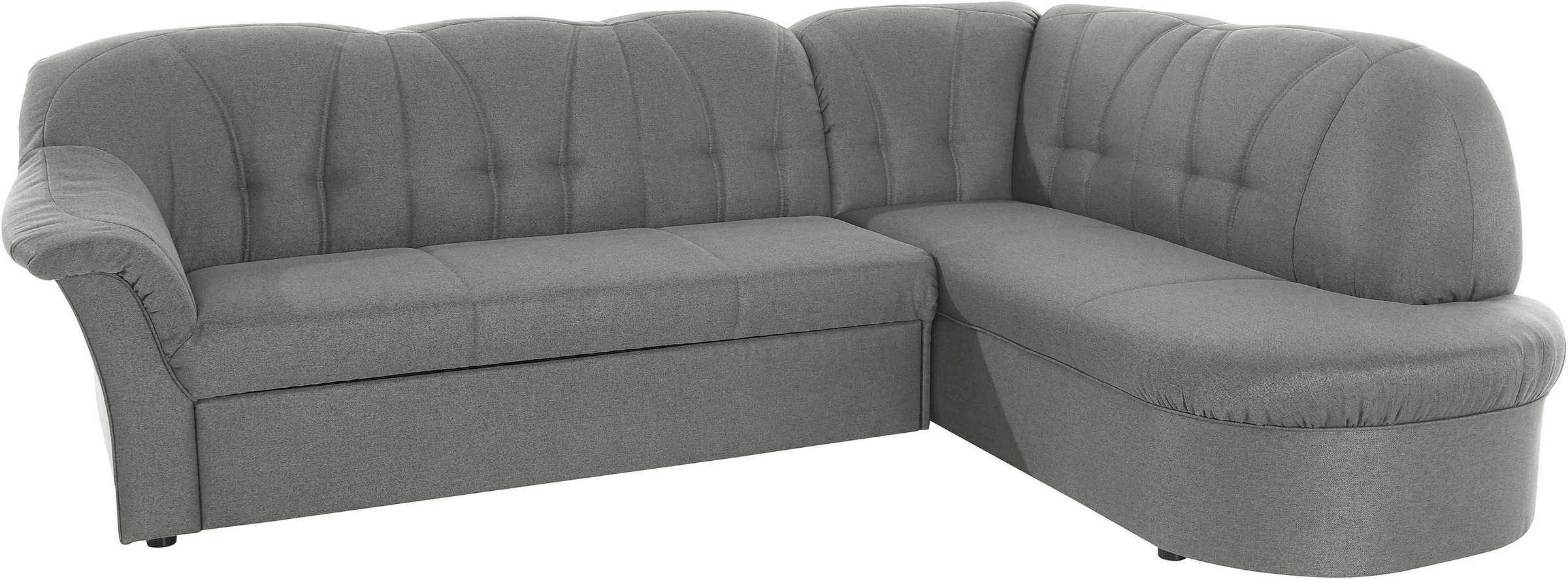 Ecksofa DOMO COLLECTION "Pegnitz, zeitlose und elegante Rückensteppung, Breite 246cm, L-Form", grau, B:246cm H:82cm T:180cm, 100% Polyester, Sofas, Ecksofa, wahlweise mit Bettfunktion 9