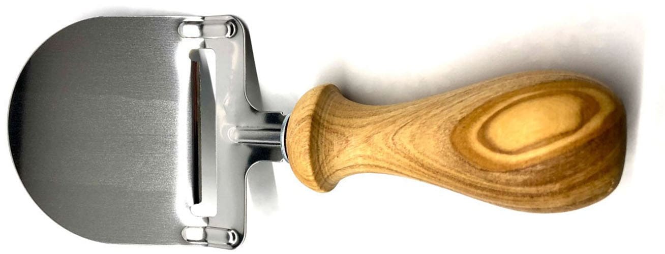 Olivenholz-erleben Käsehobel »aus Edelstahl mit Olivenholzgriff«, (1 St.), gedrechselter Griff, ideal für Schnitt- und Hartkäse, Schokolade
