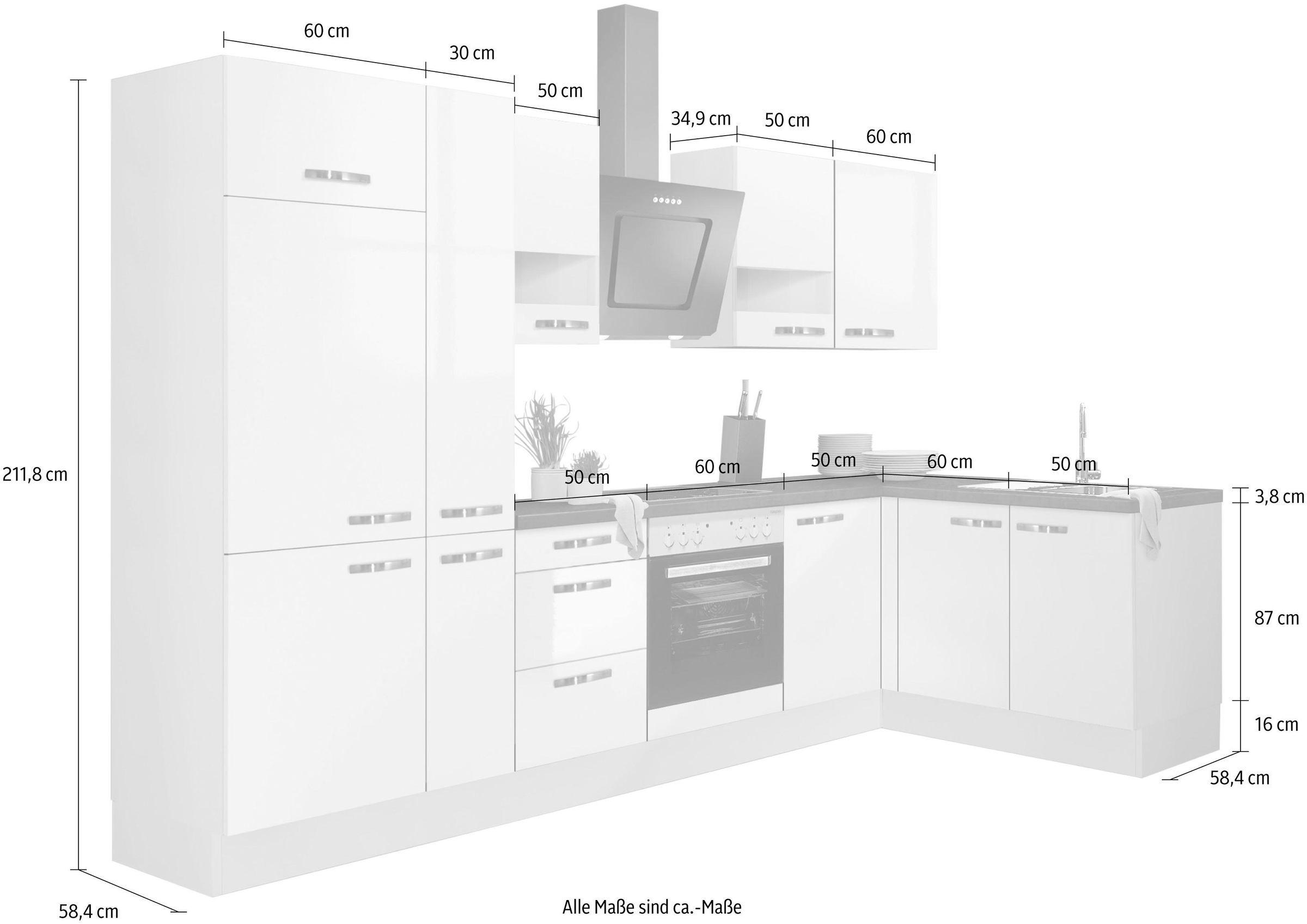 OPTIFIT Winkelküche »Cara«, mit Vollauszügen und Soft-Close-Funktion, Stellbreite 315 x 175 cm