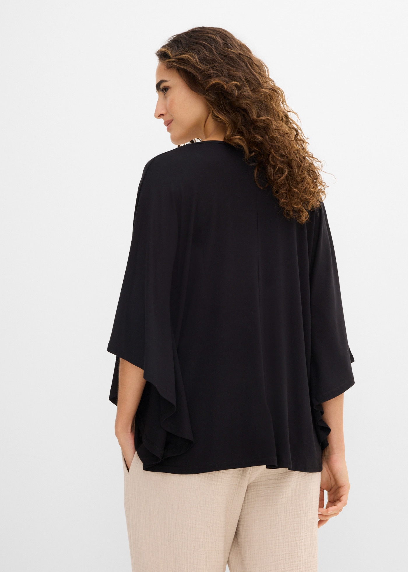 bonprix T-Shirt locker geschnittenes Fledermausshirt, mit Rundhalsausschnitt