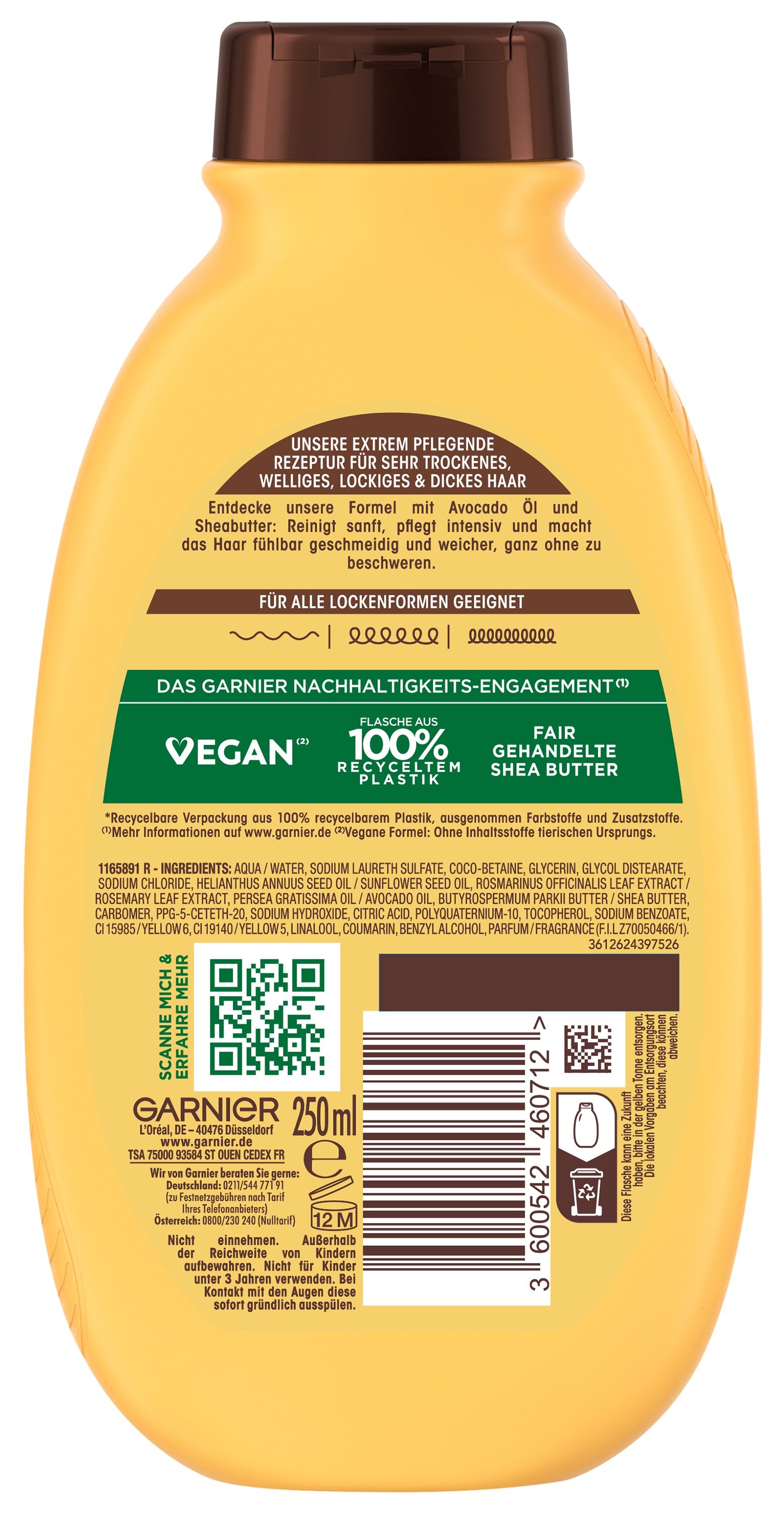 GARNIER Haarshampoo »Garnier Wahre Schätze Intensiv Nährendes Shampoo Avocado-Öl« für sehr trockenes, welliges, lockiges und dickes Haar, ohne Silikone