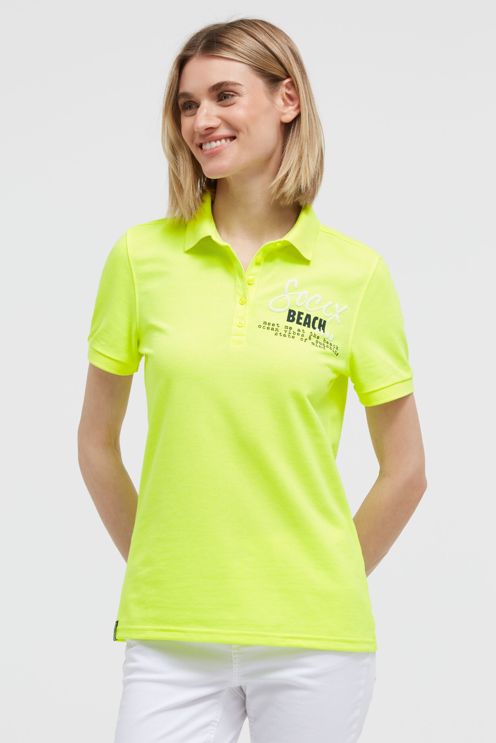 SOCCX Poloshirt mit Puff-Print