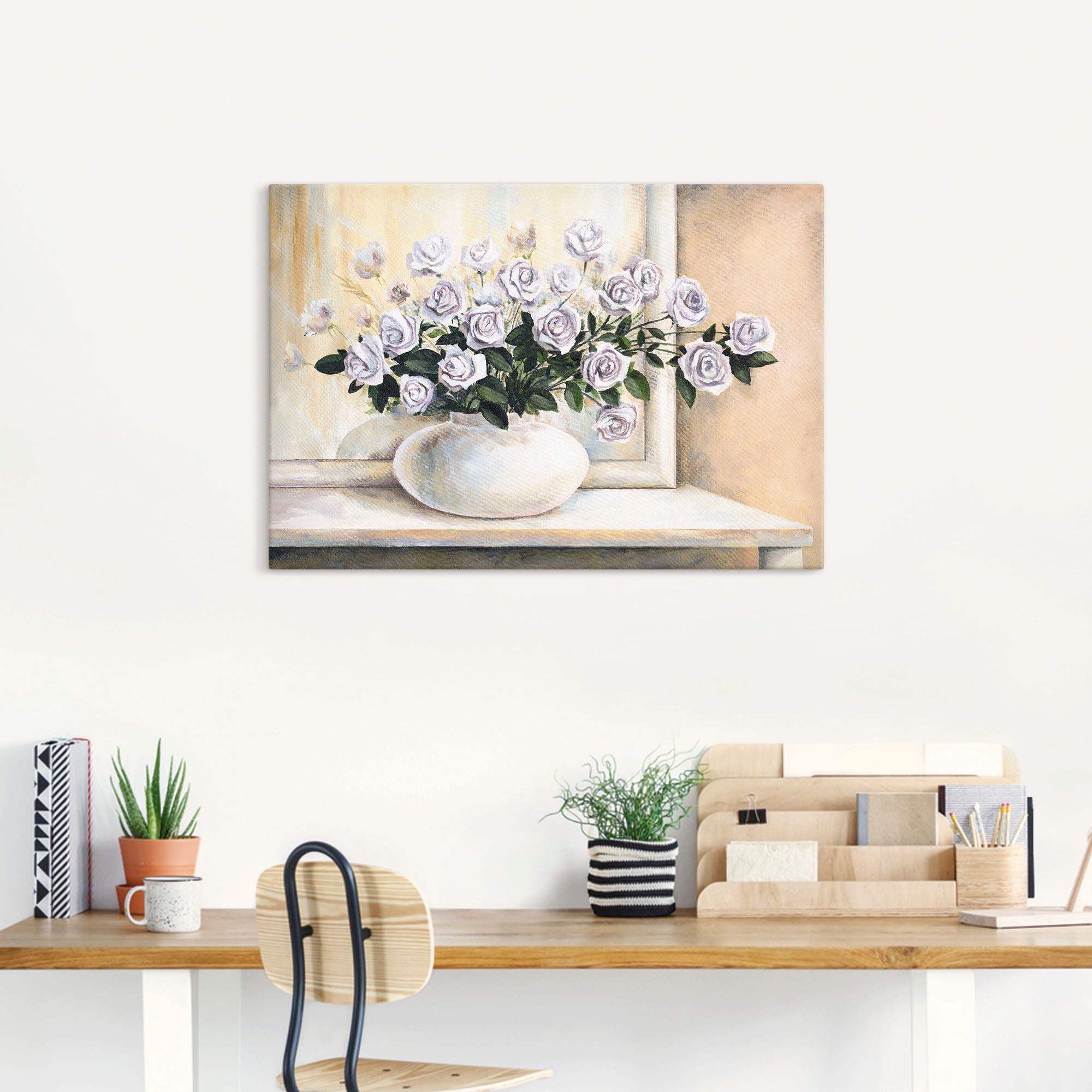 Artland Leinwandbild »Rosen auf Tisch II«, Blumen, (1 St.), auf Keilrahmen gespannt