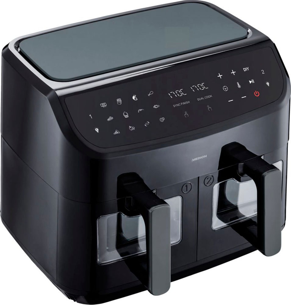 Medion Heißluftfritteuse "MD 11760 P20XXL Twin" 2400 W 9 Automatikprogramme günstig online kaufen