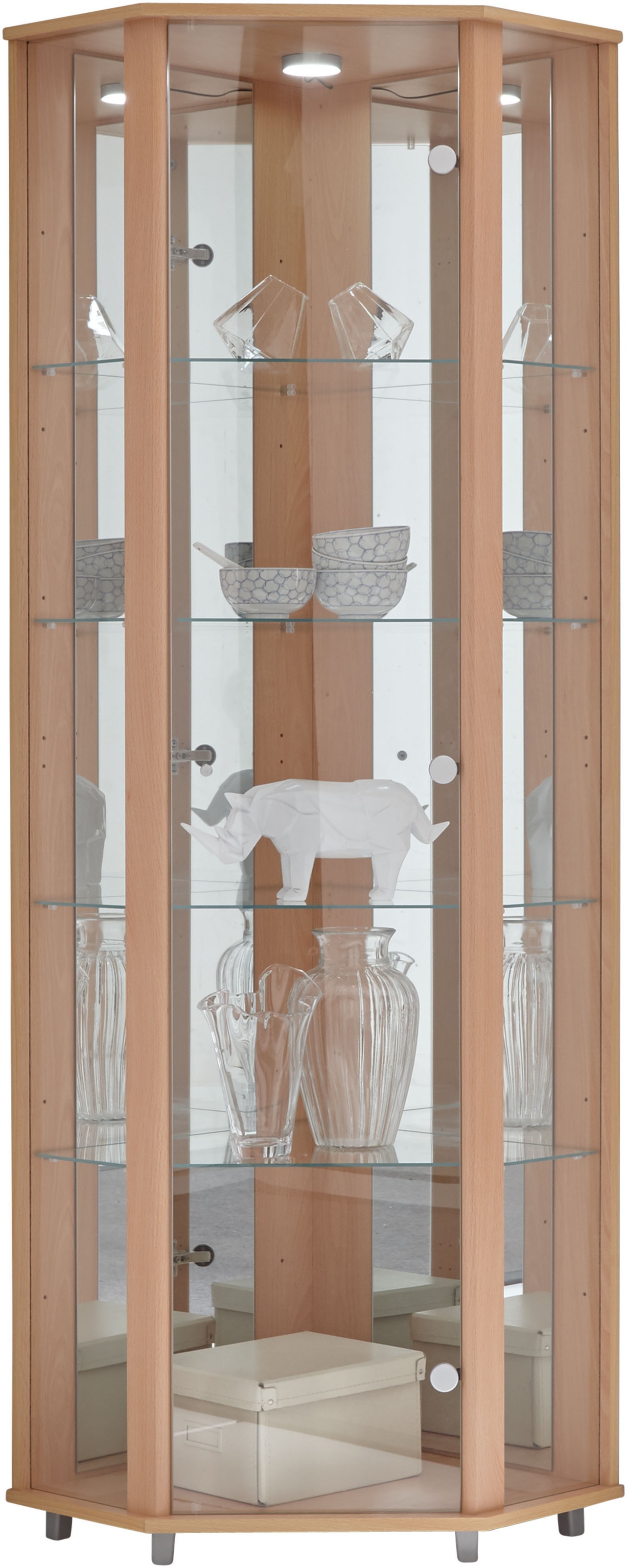 fif möbel Eckvitrine »TRIO Höhe ca. 172 cm, ink. Beleuchtung«, Eckvitrine/Glasvitrine 1x Glastür, perfekt für Sammler, Sammlervitrine