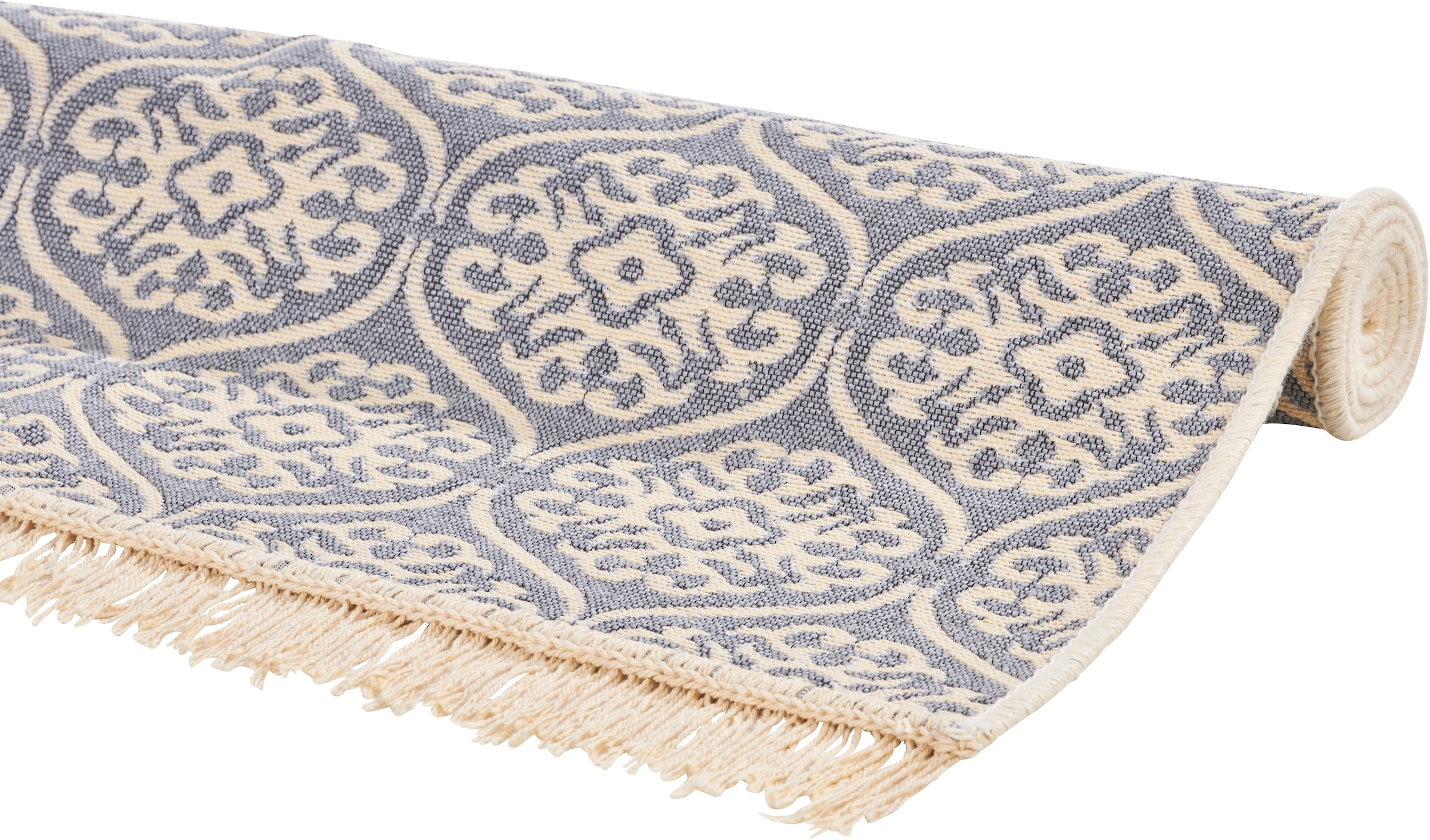 done.® Teppich »FLORENZ« rechteckig 8 mm Höhe Flachgewebe, Ornamente, mit Fransen, waschbar