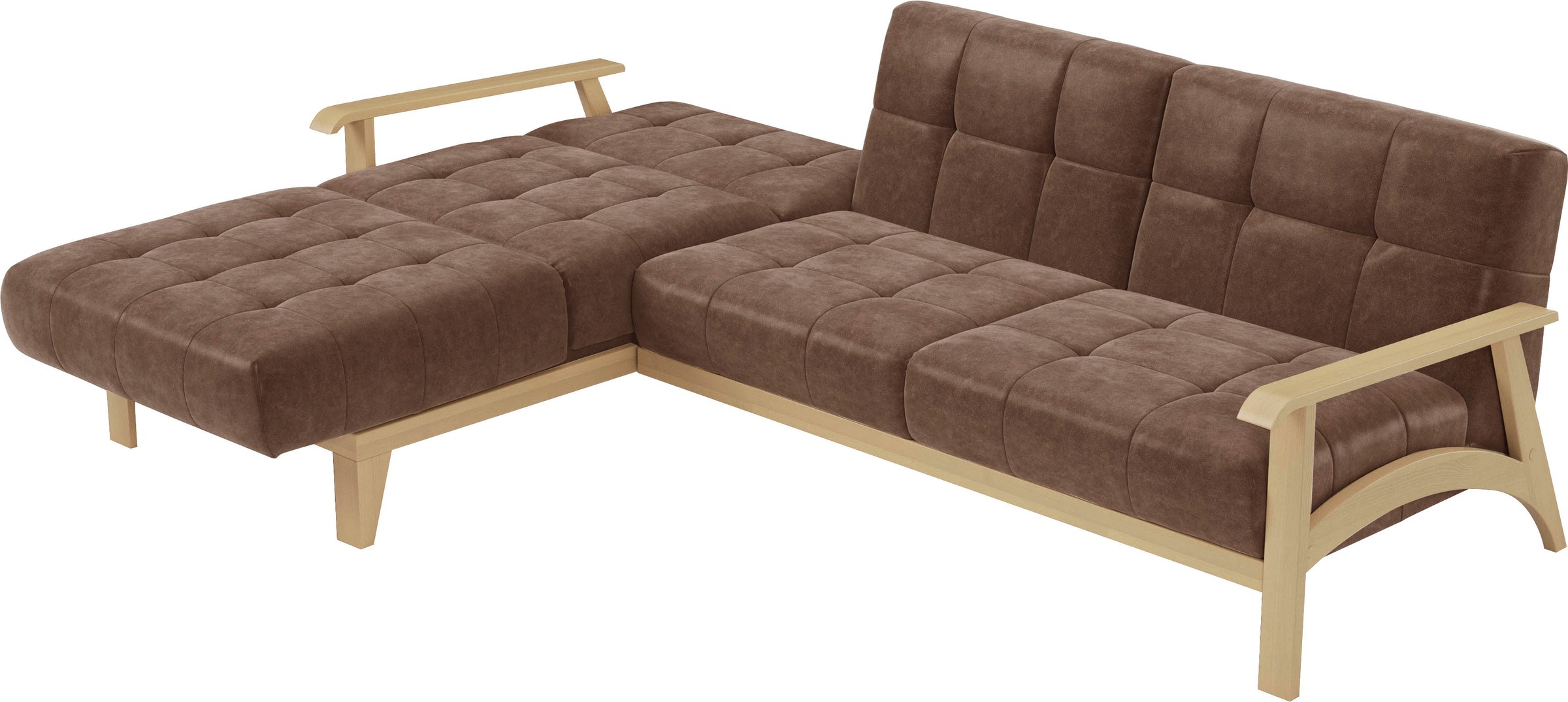 sit&more Ecksofa »Billund L-Form«, Armlehnen aus Buchenholz in natur, verschiedene Bezüge und Farben