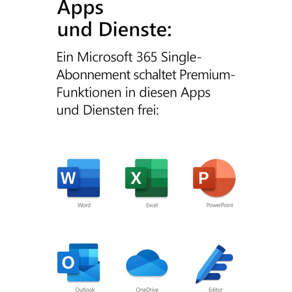 Microsoft Officeprogramm »original Microsoft 365 Single für 1 Person«, (1 St.), Premium-Office-Apps, 1 TB OneDrive Cloudspeicher, Product Key in Box