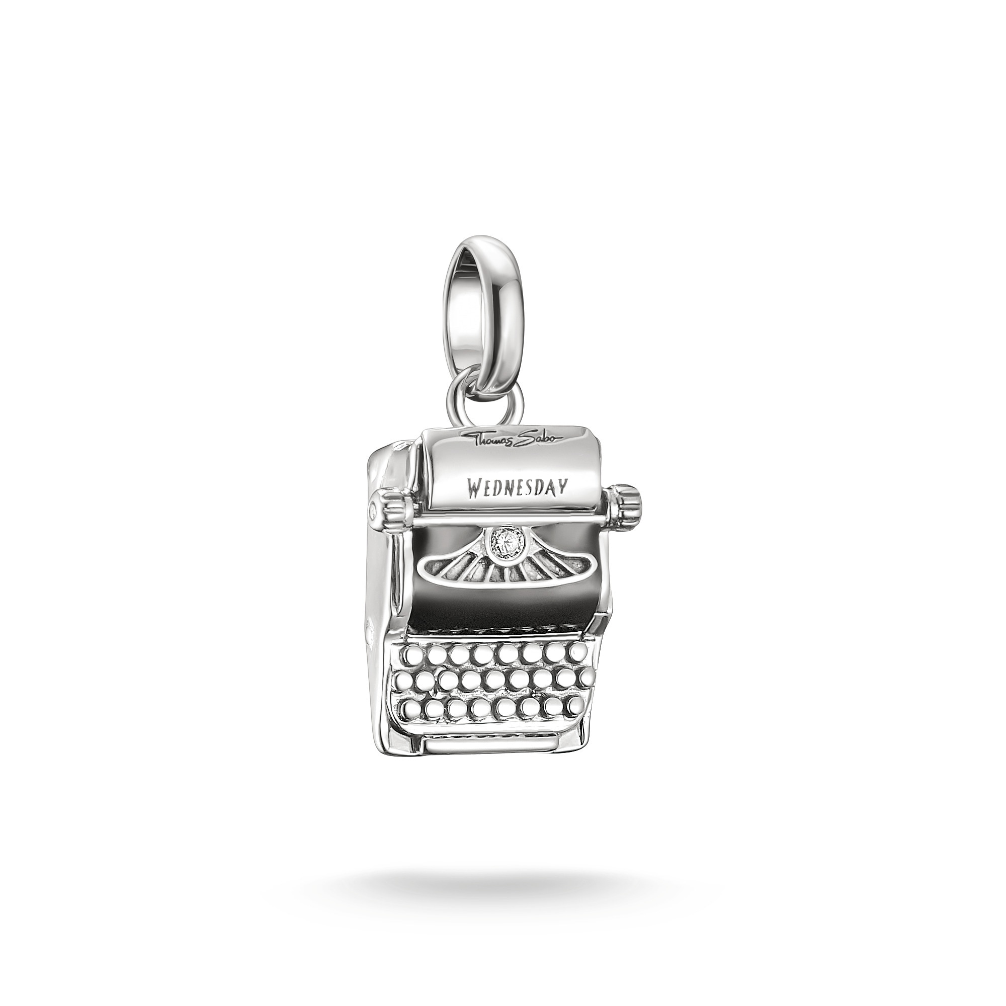 THOMAS SABO Damen Charm-Einhänger "THOMAS SABO Wednesday Schreibmaschine Charm - Connect", silber, Silber 925 (recycelt), Charms, mit Zirkonia