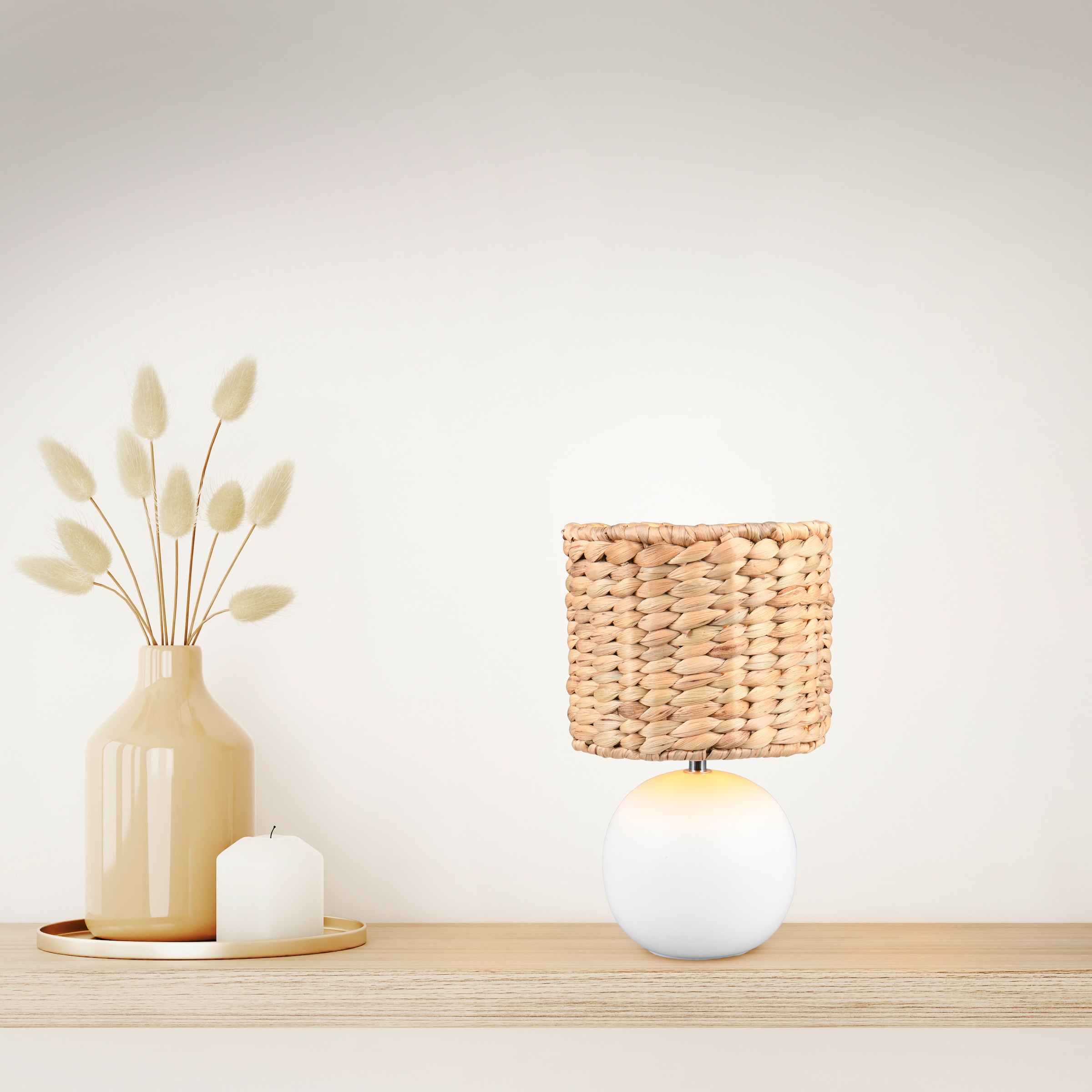 TRIO Leuchten Tischleuchte »VINA, Keramik Tischleuchte mit Lampenschirm aus Seegras« E27 1 Stk. warmweiß - kaltweiß exkl 1x E27 max 40W