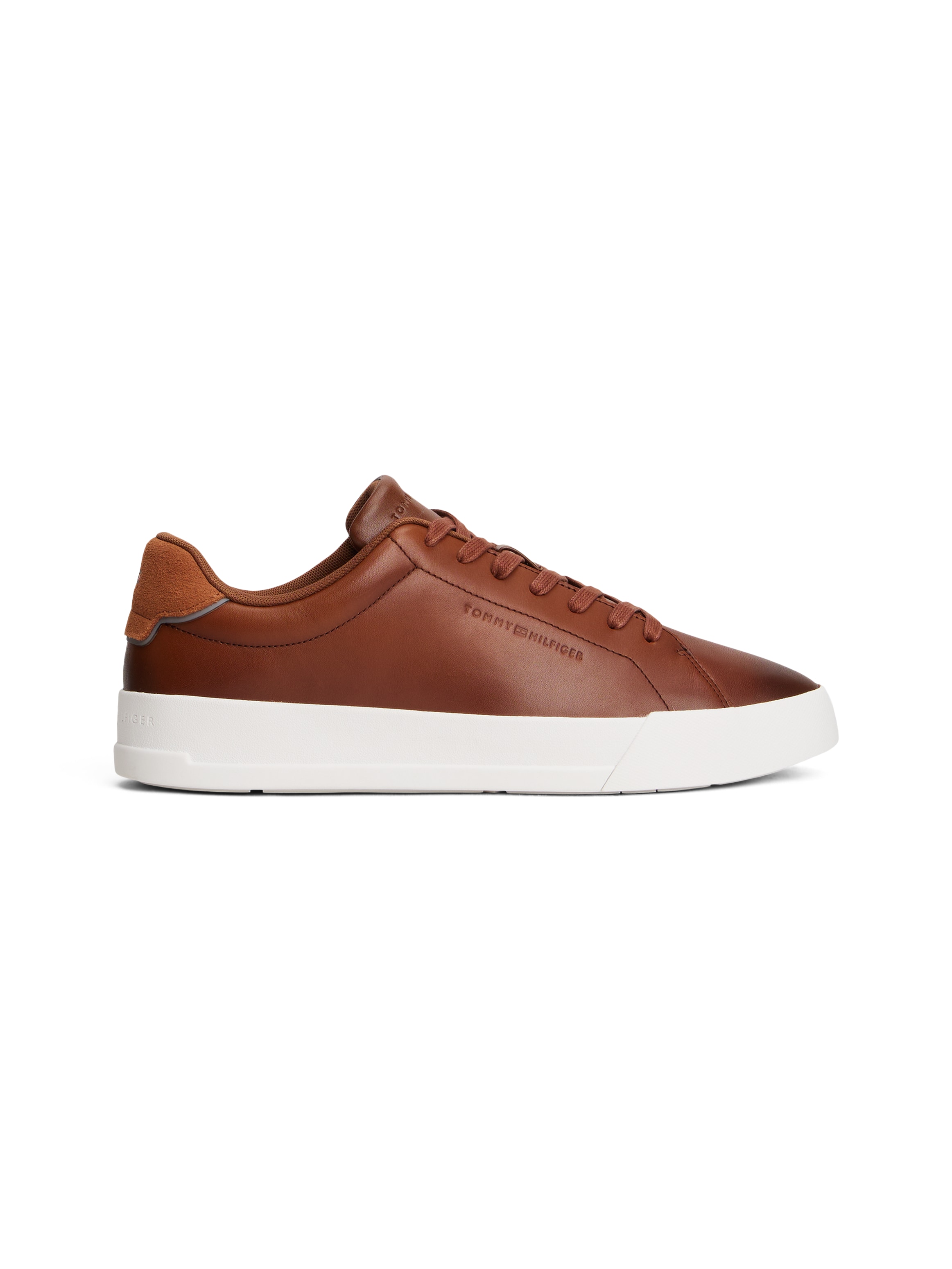 Tommy Hilfiger Sneaker »TH COURT CORE COGNAC«, Freizeitschuh, Halbschuh, Schnürschuh im coolen Used Look