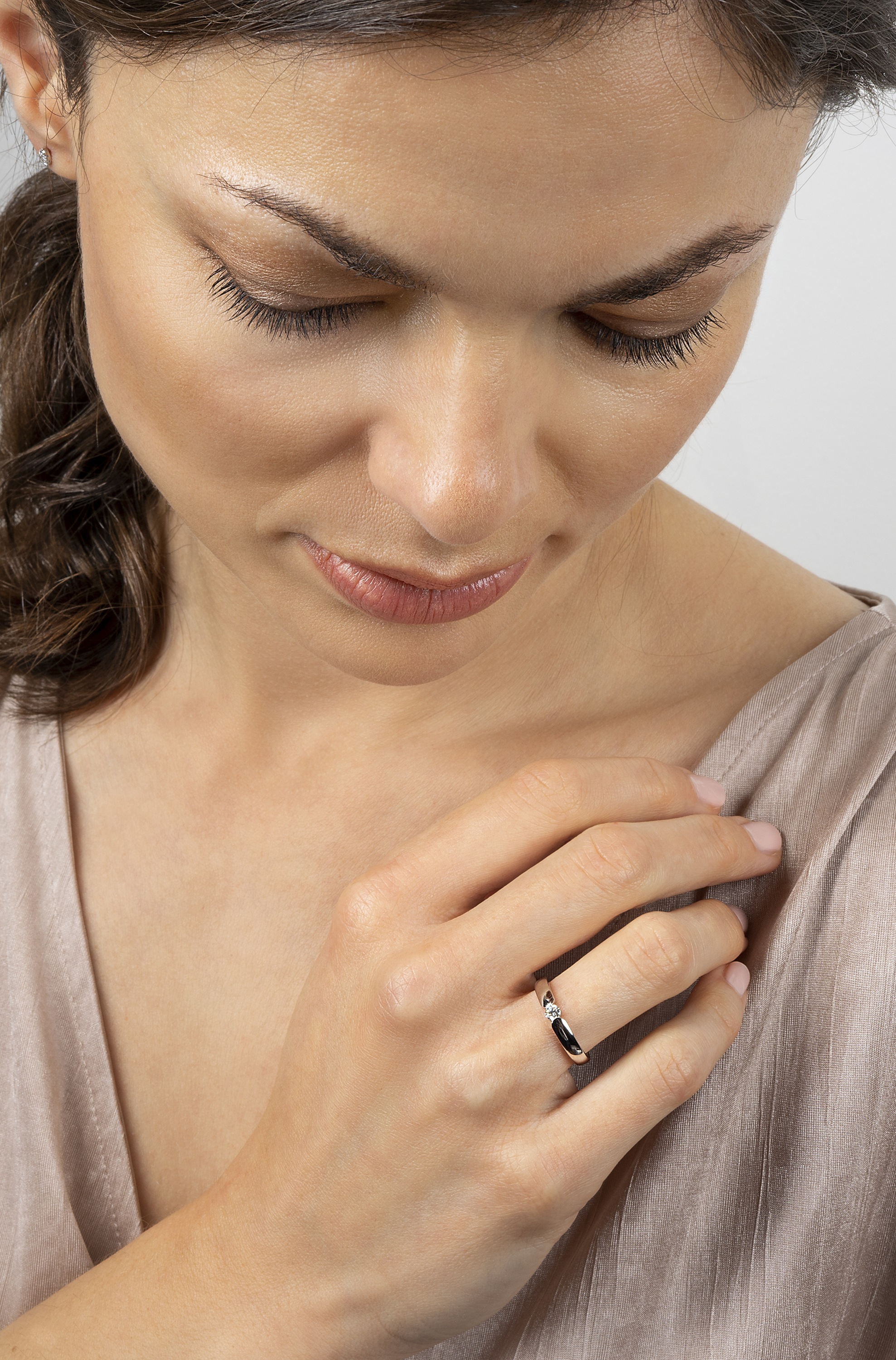 ONE ELEMENT Diamantring »0.13 ct Diamant Brillant Spannfassung Ring aus 950 Platin«, Damen Platin Schmuck Spannfassung