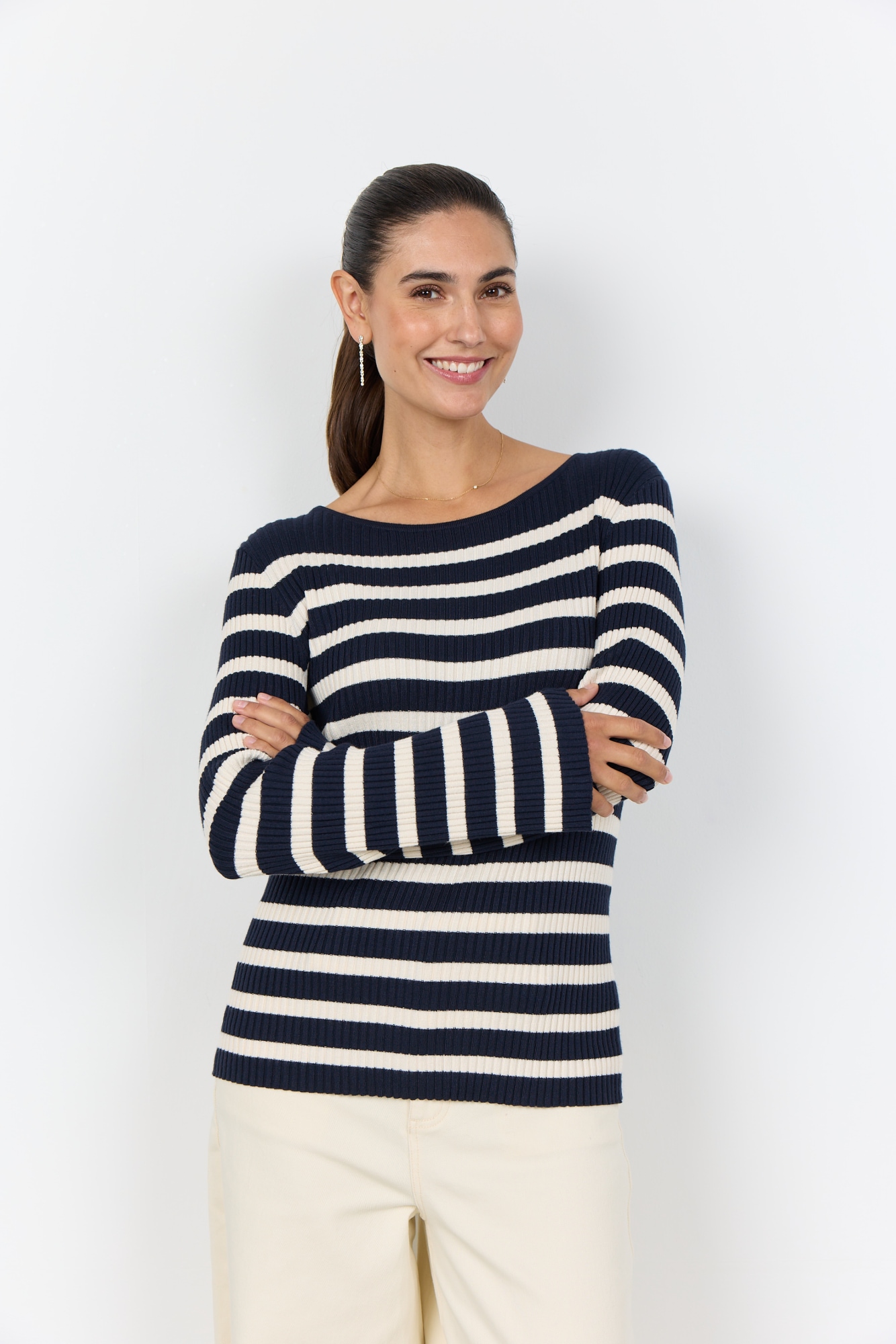soyaconcept Strickpullover "SC-DOLLIE 813" aus Viskosemischung, normale Passform, pflegeleicht, gestreifte Optik