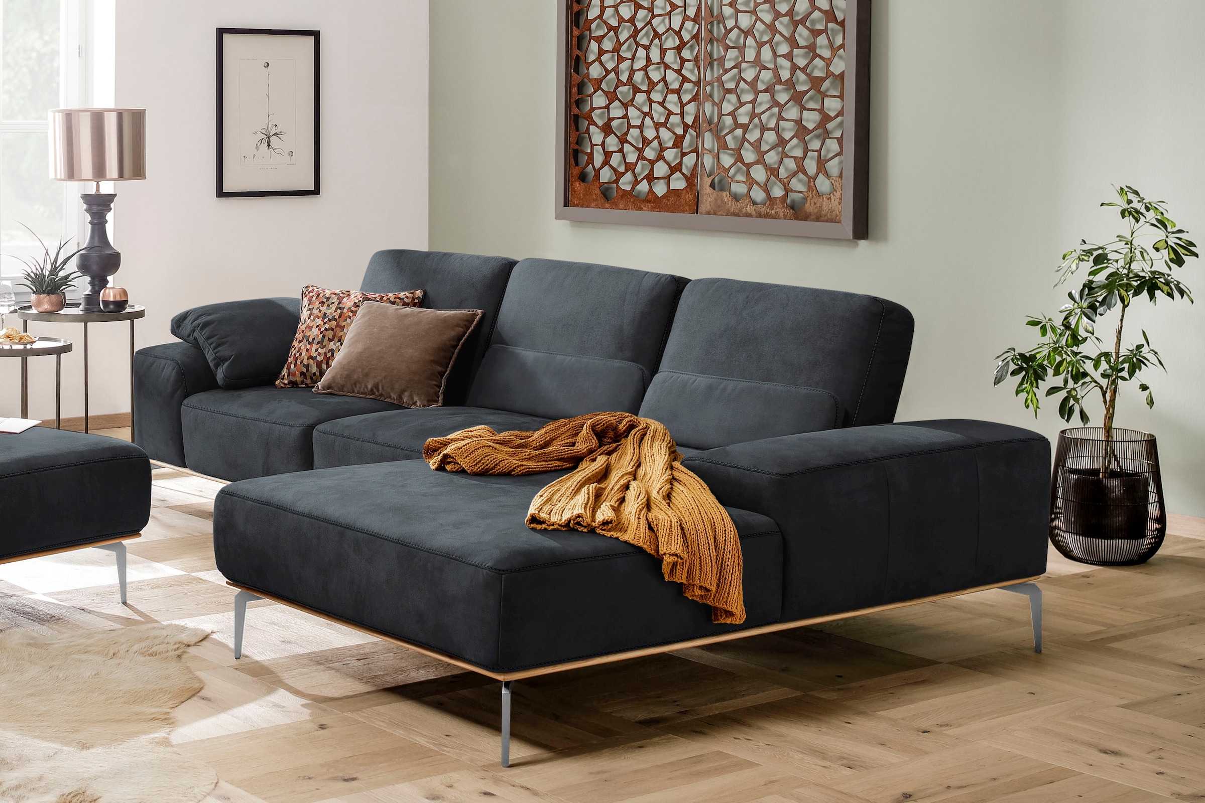 W.SCHILLIG Ecksofa "run, Designsofa, bequem, L-Form" mit elegantem Holzsock günstig online kaufen