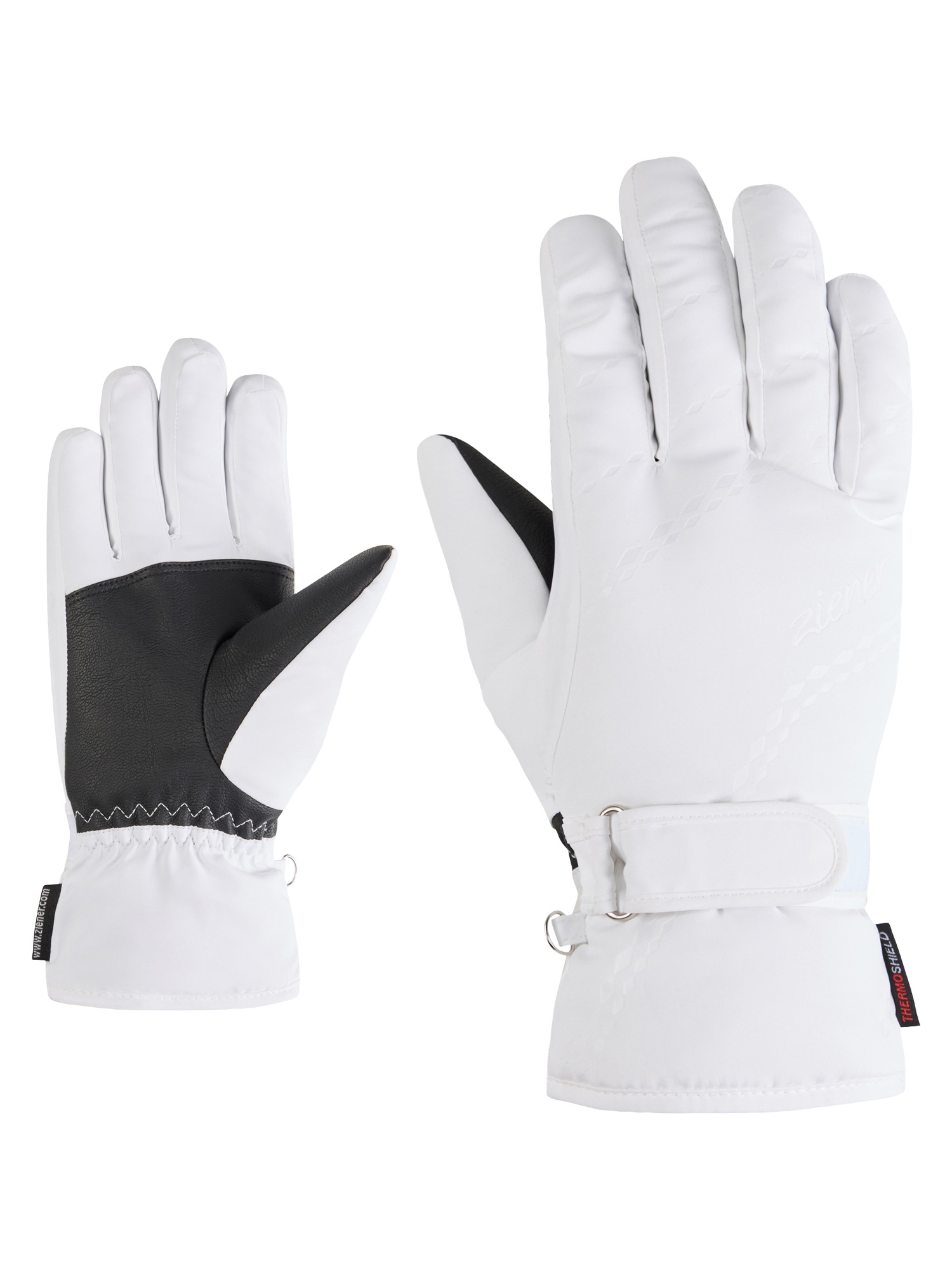 ZIENER Damen Skihandschuhe "KEVA-Z PR glove lady", weiß, Gr. 6,5, Obermaterial: 100% Polyester; Innenhand: 100% Polyester; Futter: 100% Polyester;