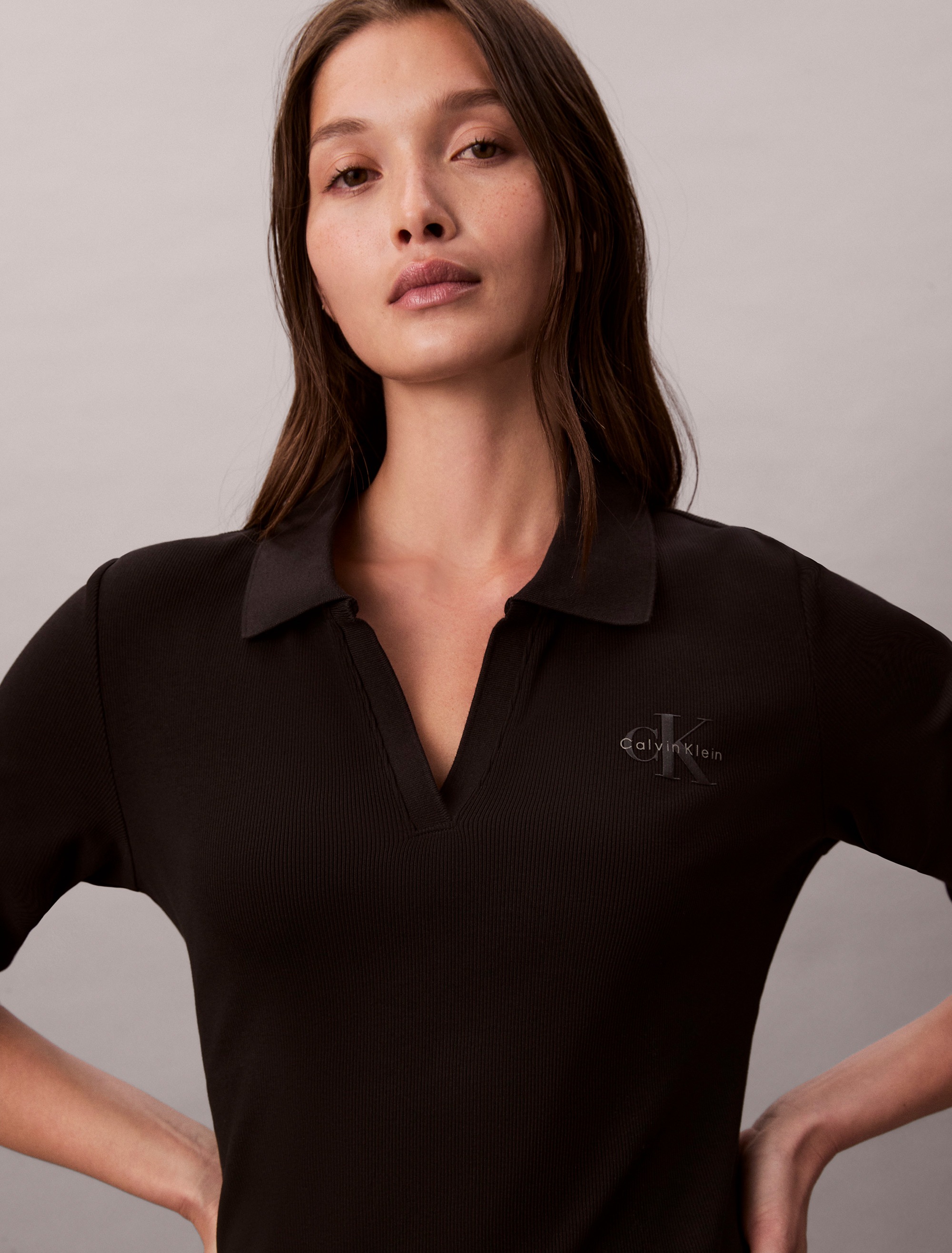 Calvin Klein Jeans Minikleid "LS MONOLOGO RIB POLO MINI DRESS", Polokragen, günstig online kaufen