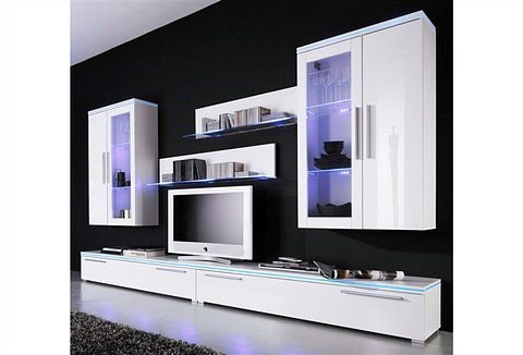Wohnwand HÖLTKEMEYER, weiß, Wohnzimmer, Kastenmöbel-Sets, "Line"