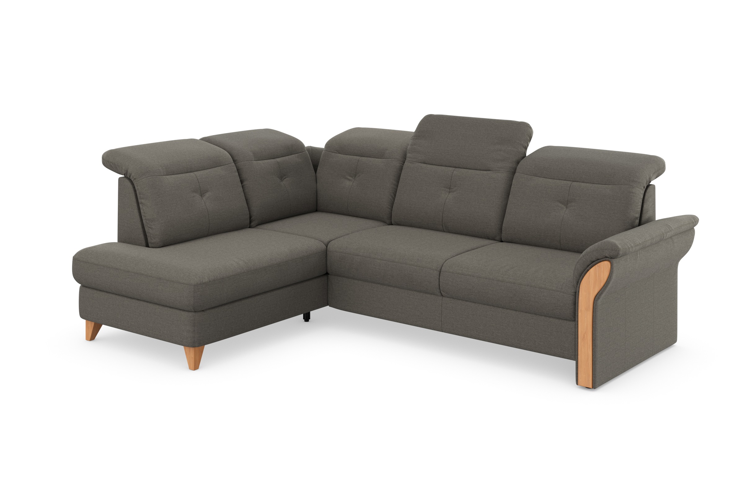 Ecksofa HOME AFFAIRE "Dangast L-Form", braun (schlamm), B:269cm H:92cm T:200cm, Luxus-Microfaser Euphora 100% Polyester, ;Easy Care: 98% Polyester, 2% Polyamid;Luxus-Microfaser Lederoptik: 100% Polyester, Sofas, Ecksofa, Kopfteilverstellung, wahlweise mit 6