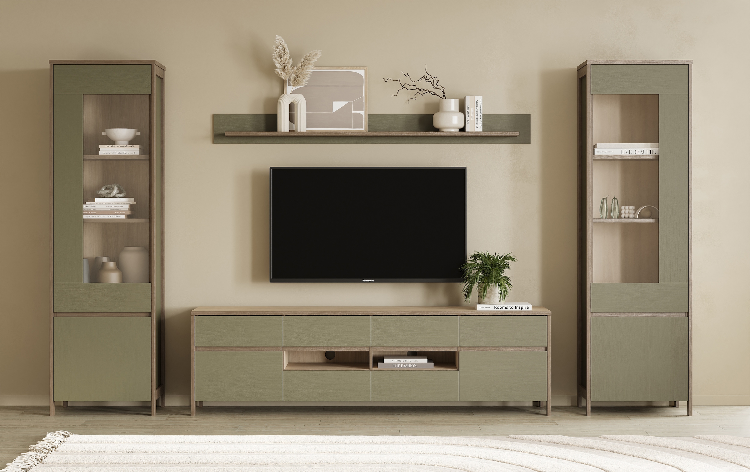 Home affaire Wohnwand "Stranda, moderne Anbauwand, Komplettset im Scandi-St günstig online kaufen