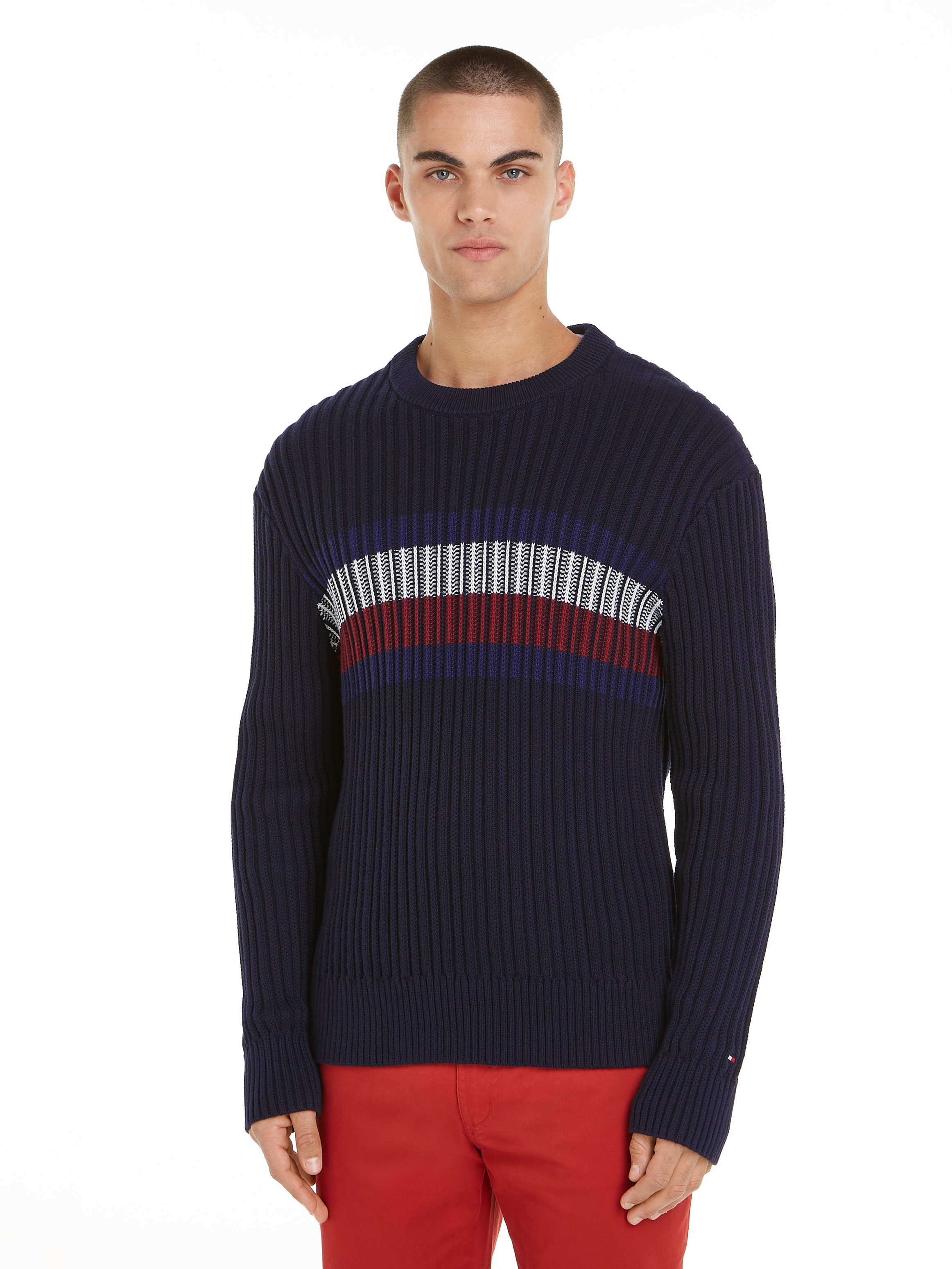 Tommy Hilfiger Rundhalspullover "GLOBAL STRIPE CHUNKY RIB C NK", mit auffäl günstig online kaufen