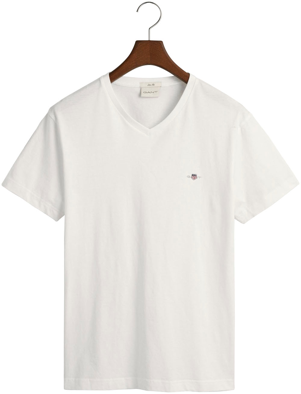 Gant T-Shirt »SLIM SHIELD V-NECK T-SHIRT«, mit einer kleinen Logostickerei auf der Brust