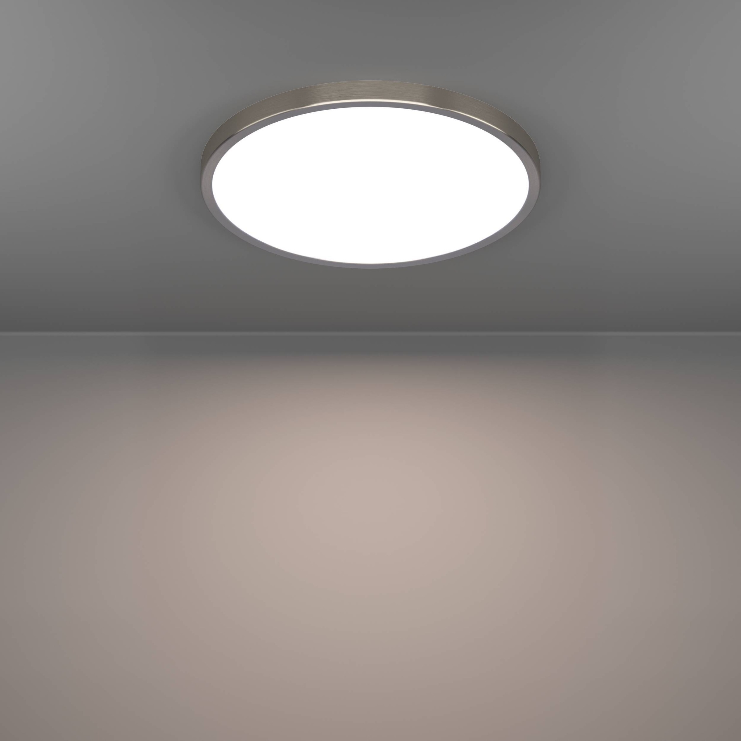 EGLO Aufbauleuchte »Fueva 6 Aufbaulampe, Metall und Kunststoff, silber, weiß, Deckenlampe« LED-Modul 1 Stk. Kaltweiß | Neutralweiß | Warmweiß Aufbauleuchte - H2,5 x Ø38,9 cm - nickel-matt - 17W inkl.