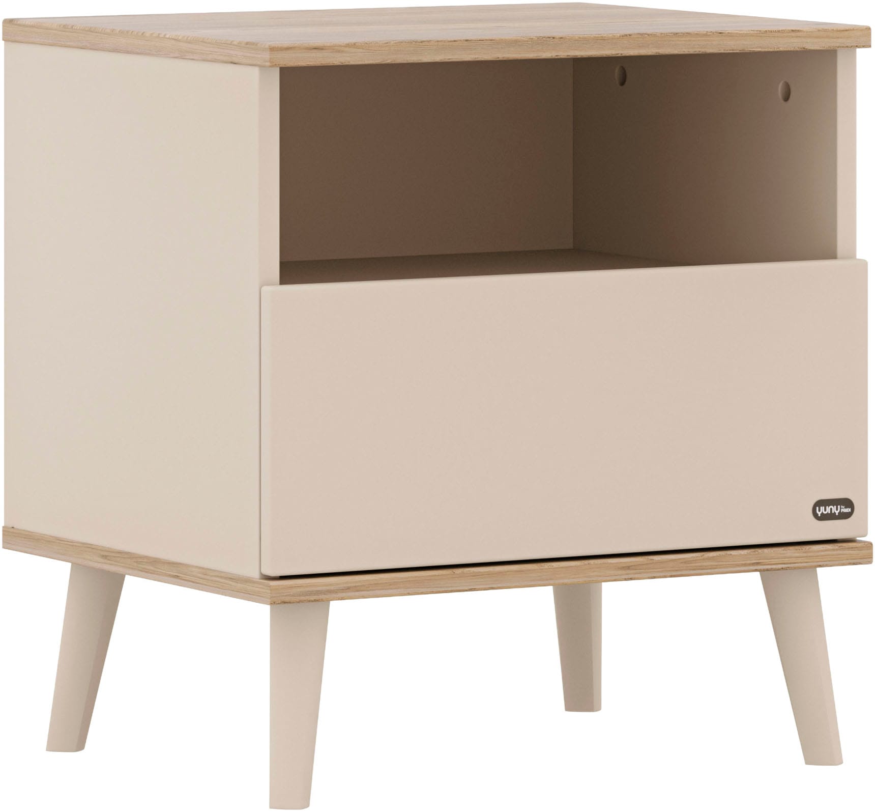 YUNY by PAIDI "HAZEL in Beige, Schublade mit Soft-Close, verschiedene Ausführungen" moderner und langlebiger Nachttisch aus Holz, geprüfte Qualität