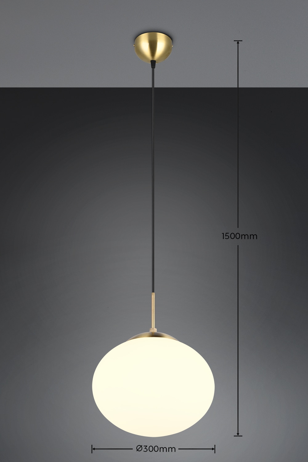 TRIO Leuchten Pendelleuchte »FOMENTO, Hängelampe mit Glasschirm, exkl 1x E27 max 15W« E27 1 Stk. warmweiß - kaltweiß Glas Hängeleuchte Höhe 150 cm, Hängelampe Küche Esszimmer Wohnzimmer