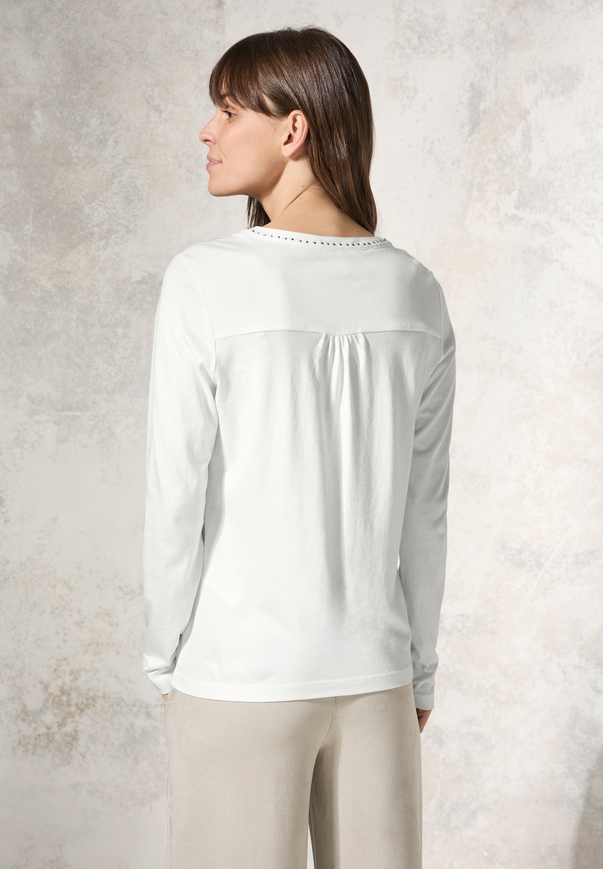 Cecil Langarmshirt, mit geschlitztem Rundhalsausschnitt mit Glitzer