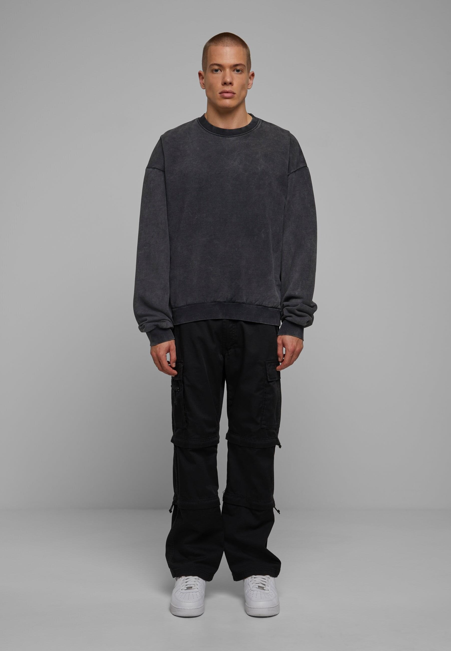 URBAN CLASSICS Rundhalspullover »Urban Classics Herren Acid Washed Crew«, (1 tlg.)
