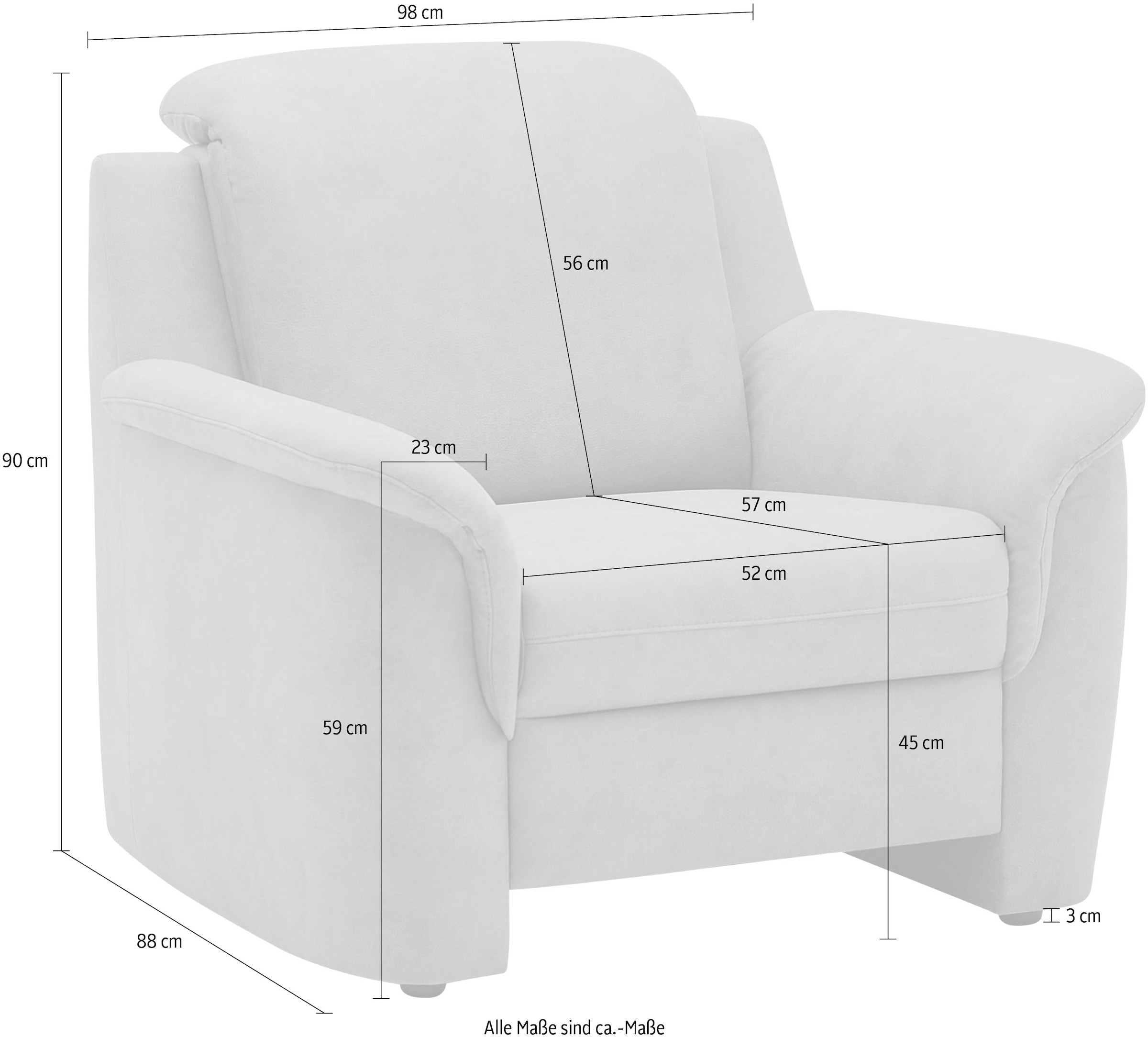 VILLA BECK Sessel »Garda«, inklusive Kopfteilverstellung, Breite: 98cm