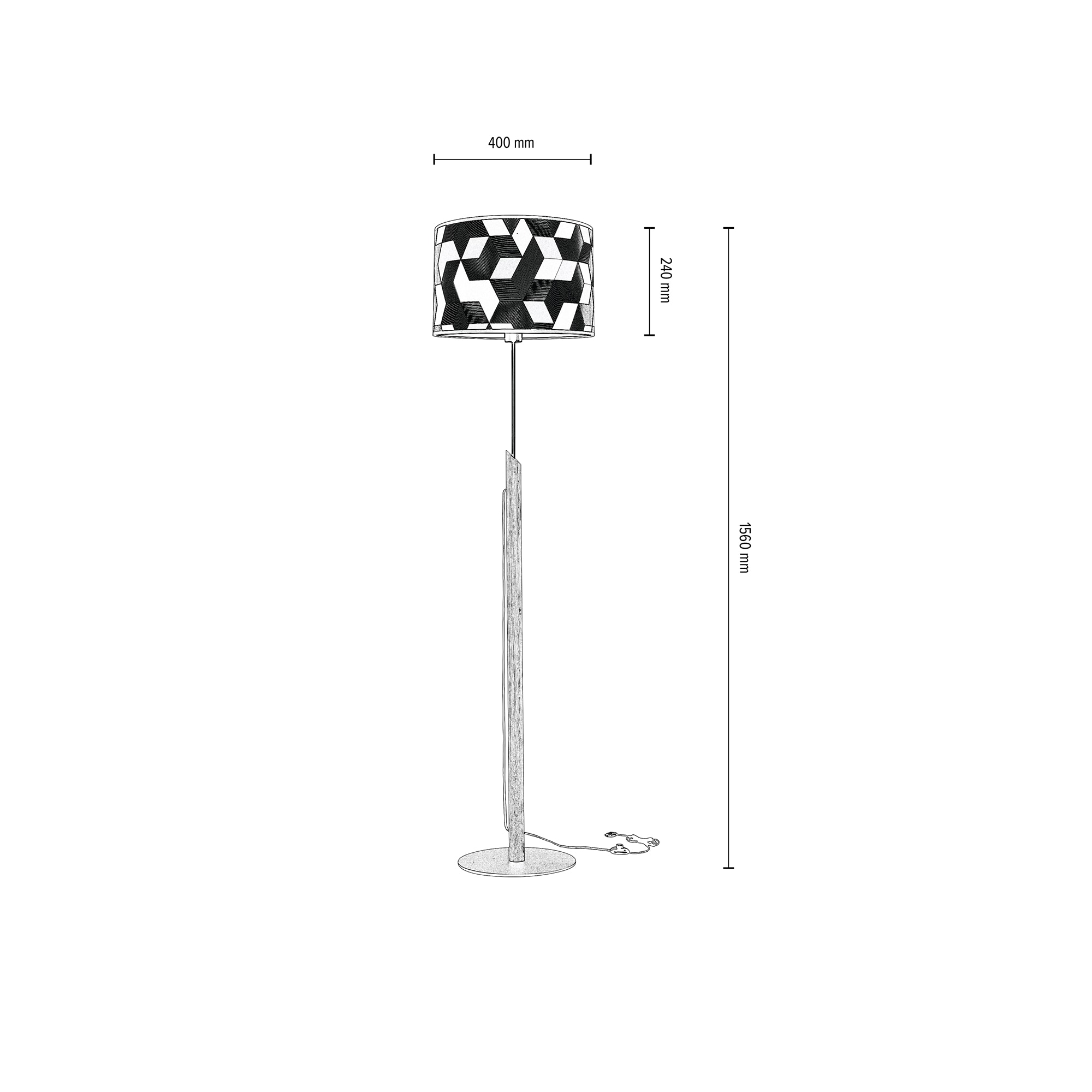 BRITOP LIGHTING Stehlampe »ESPACIO«, 1 flammig-flammig, Aus Eichenholz mit FSC®-Zertifikat, Schirm aus laminierter Tapete